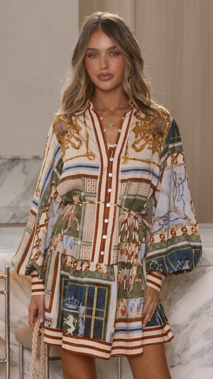 Kaylee Mini Dress - Romy Print - Billy J
