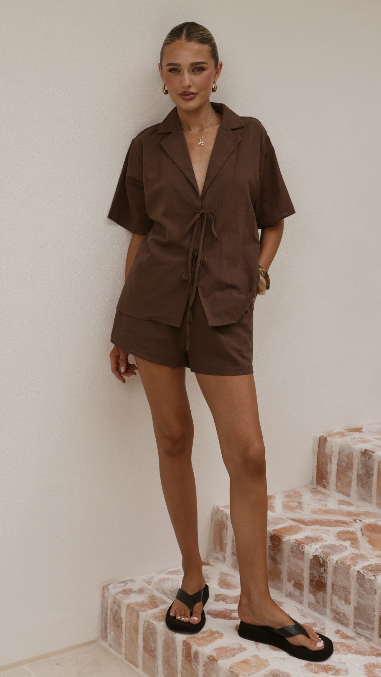 Vesper Top and Shorts Set - Chocolate - Billy J