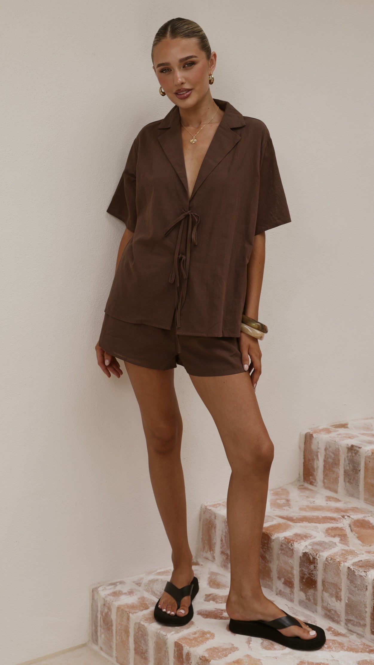 Vesper Top and Shorts Set - Chocolate - Billy J