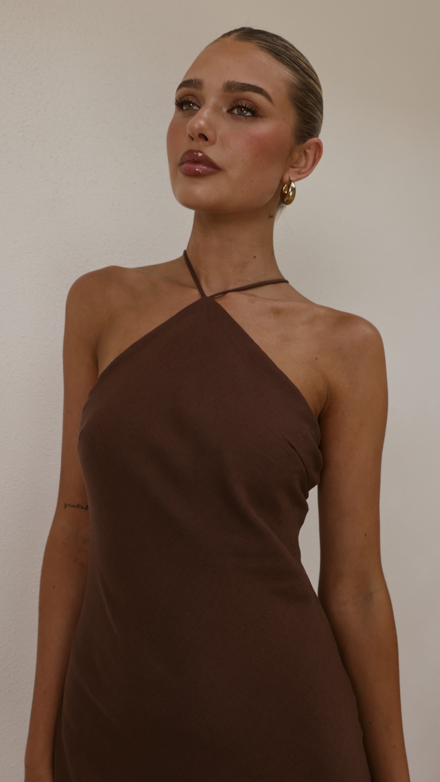 Chiara Linen Maxi Dress - Chocolate - Billy J