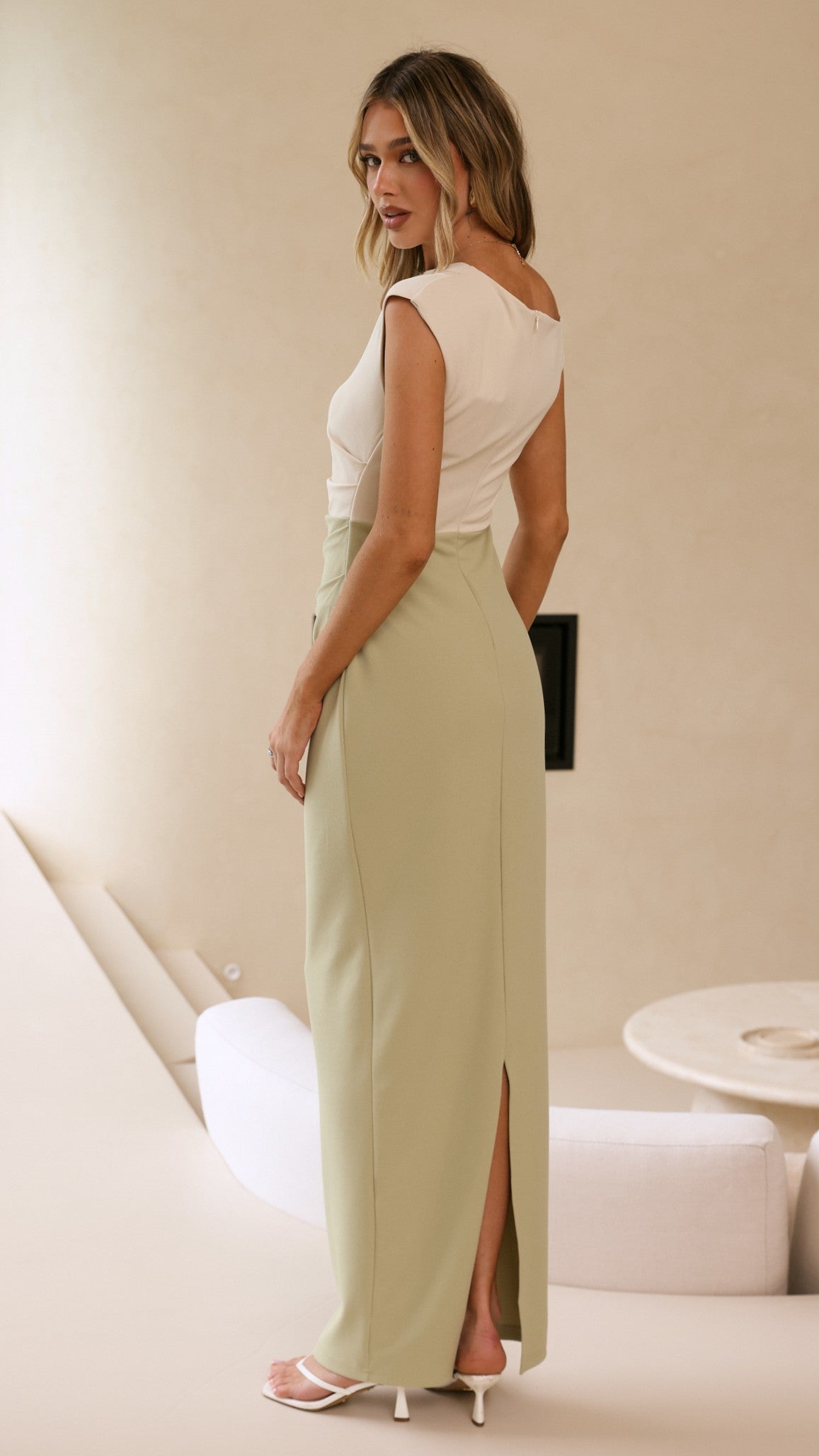 Delita Maxi Dress - Cream/Sage - Billy J