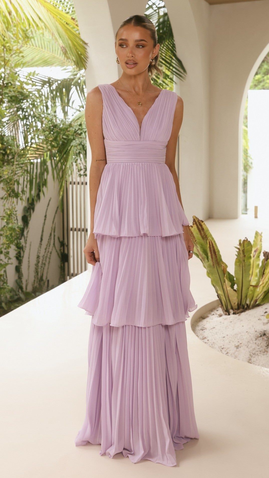 Kaelan Tiered Maxi Dress - Lilac - Billy J