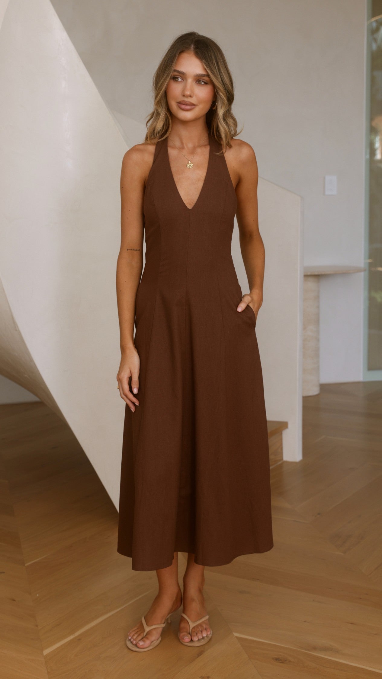 Chandler Midi Dress - Chocolate - Billy J