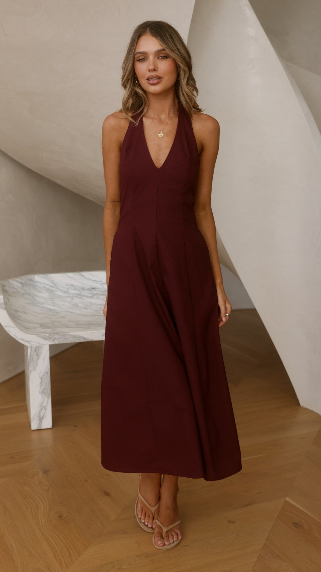 Chandler Midi Dress - Wine - Billy J