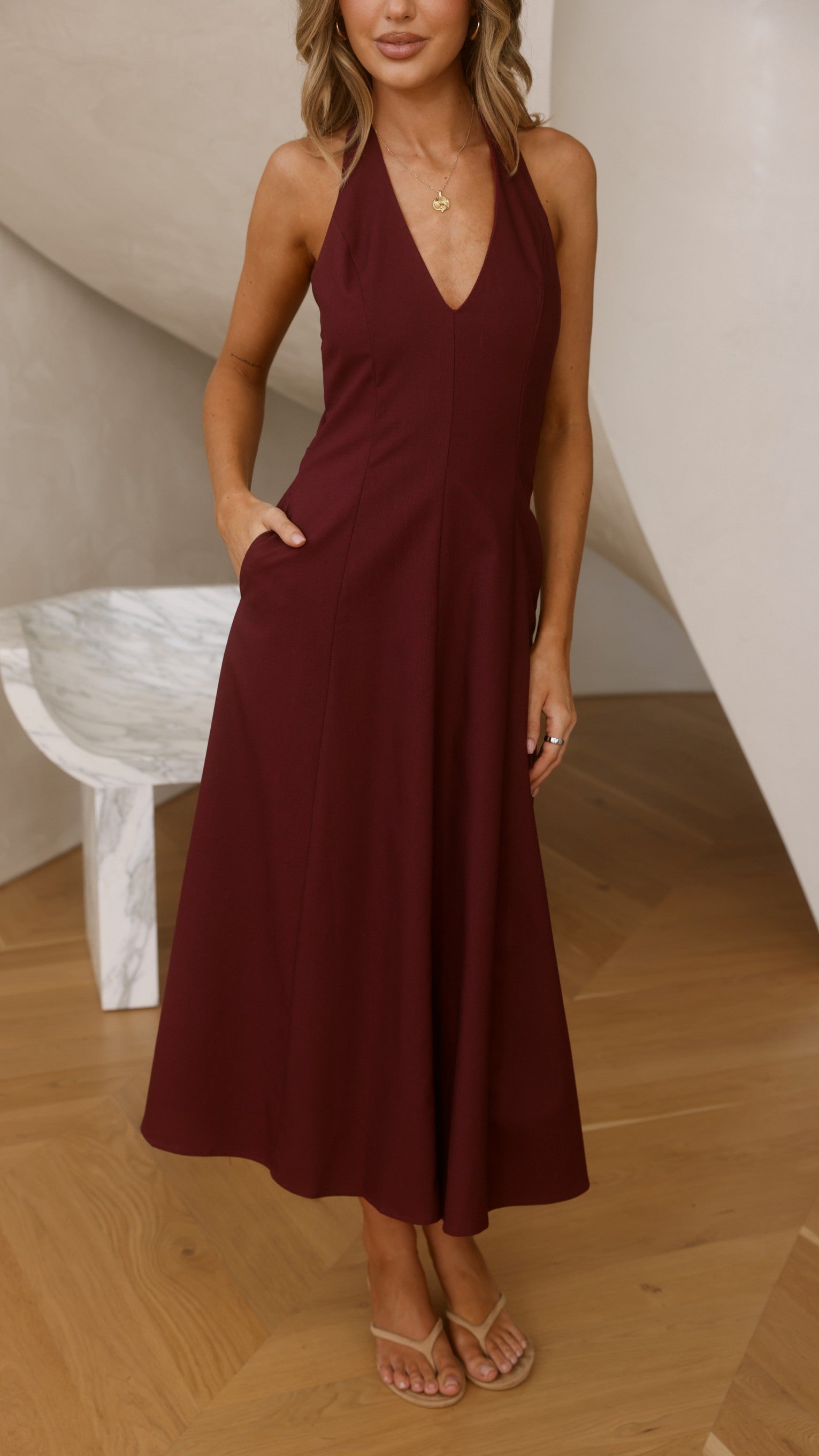 Chandler Midi Dress - Wine - Billy J