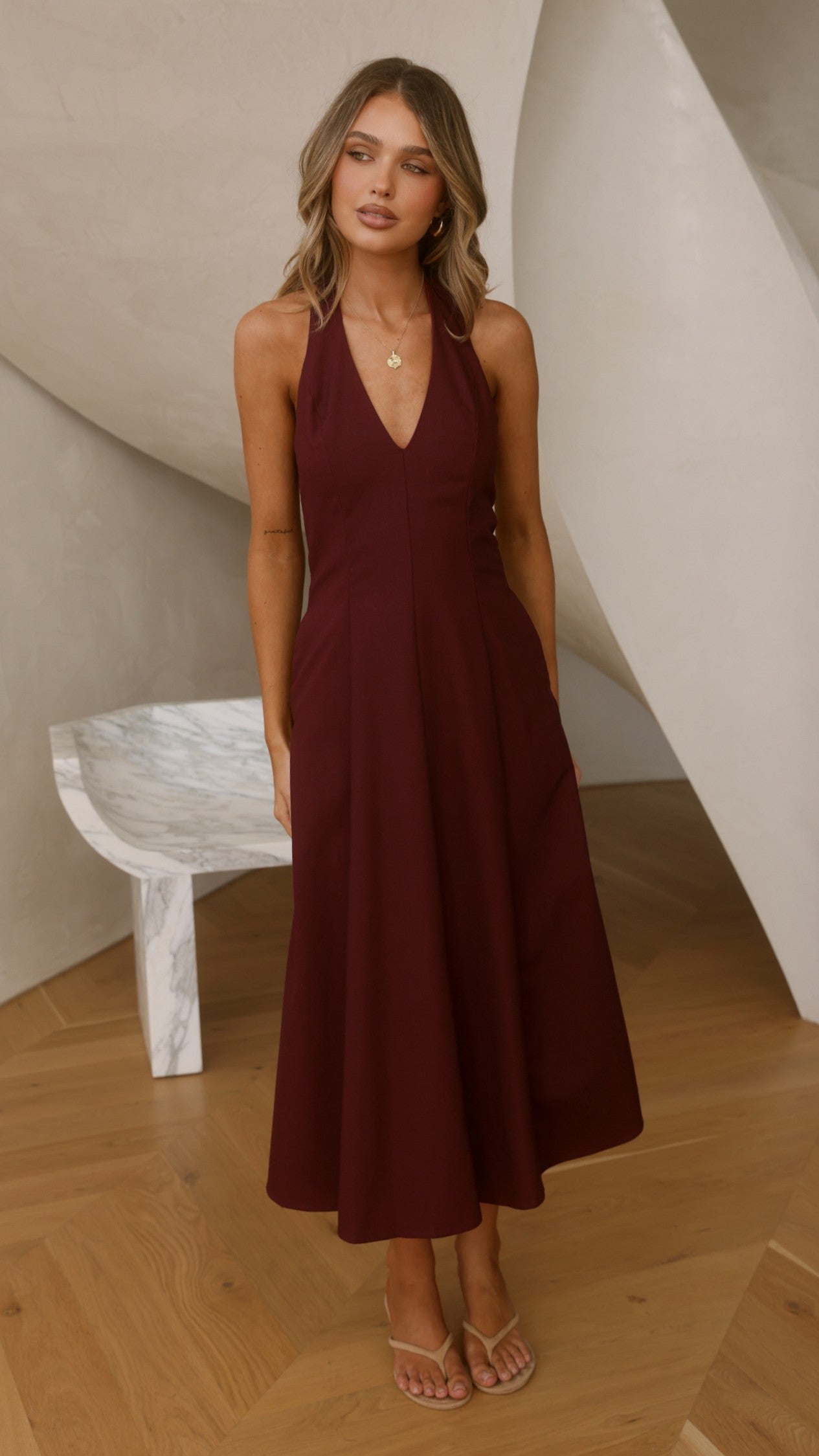 Chandler Midi Dress - Wine - Billy J