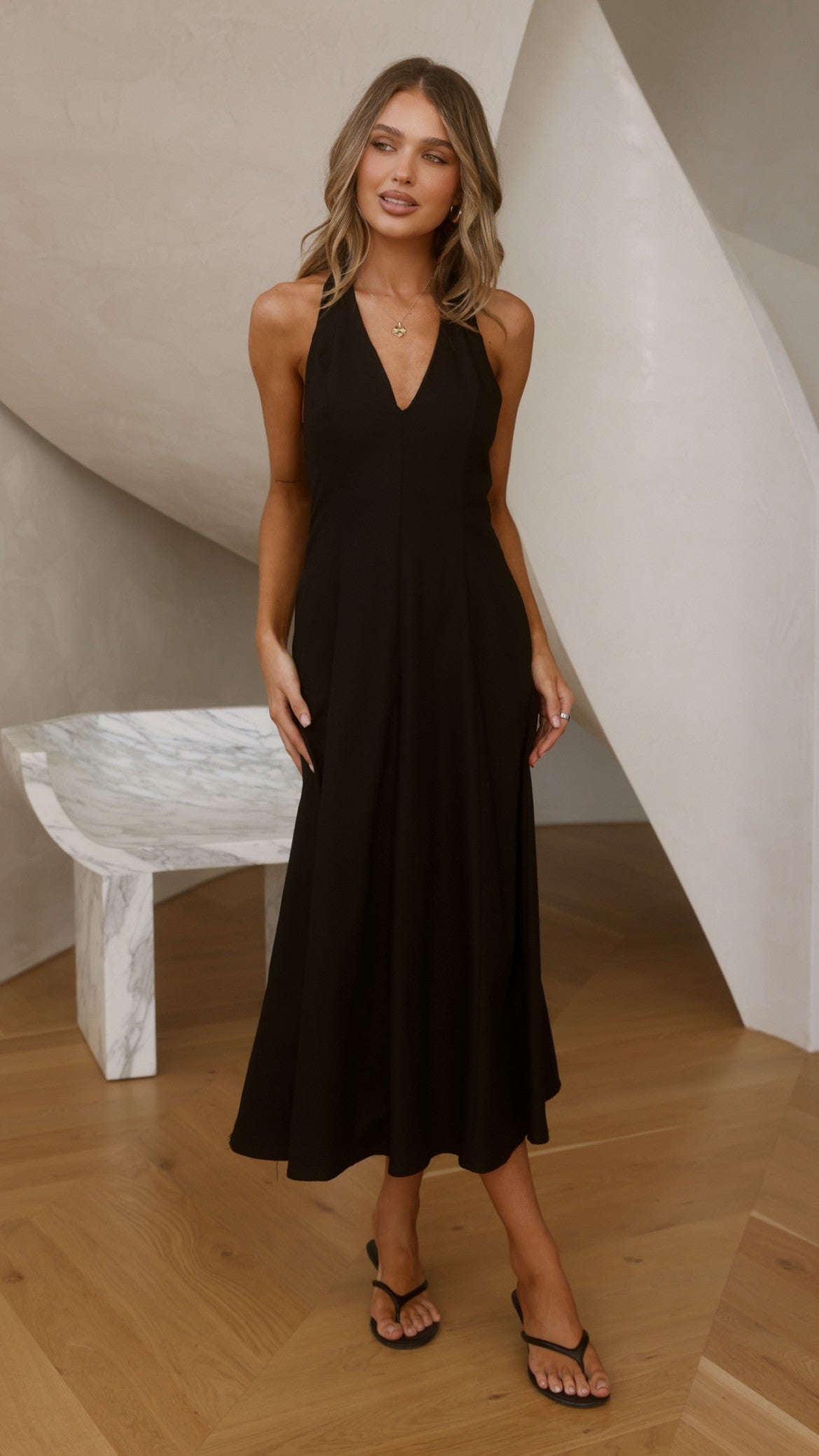 Chandler Midi Dress - Black - Billy J