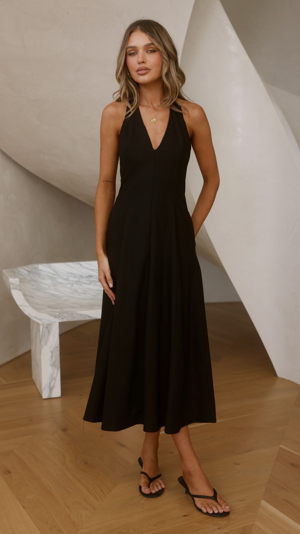 Chandler Midi Dress - Black - Billy J