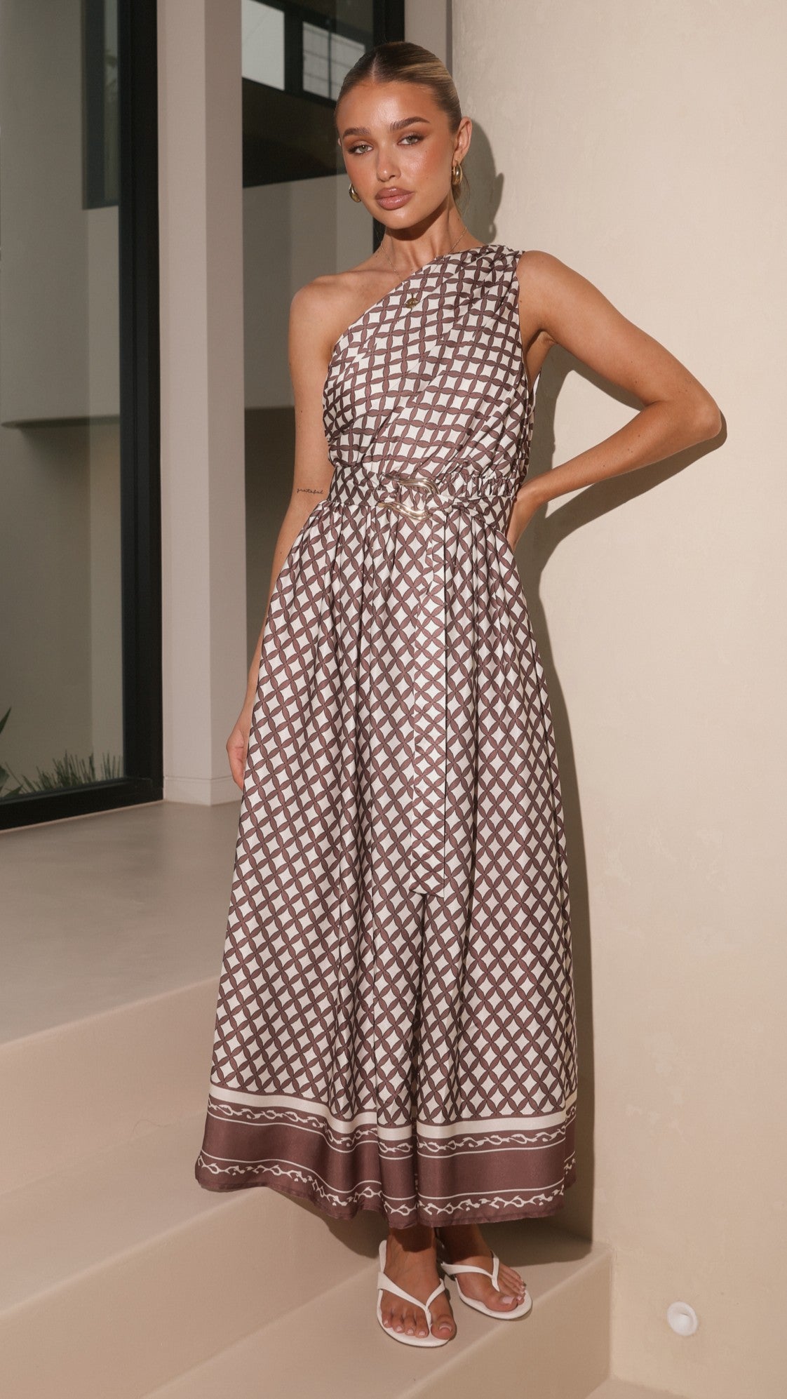 Hadas Maxi Dress - Chocolate/White Check - Billy J