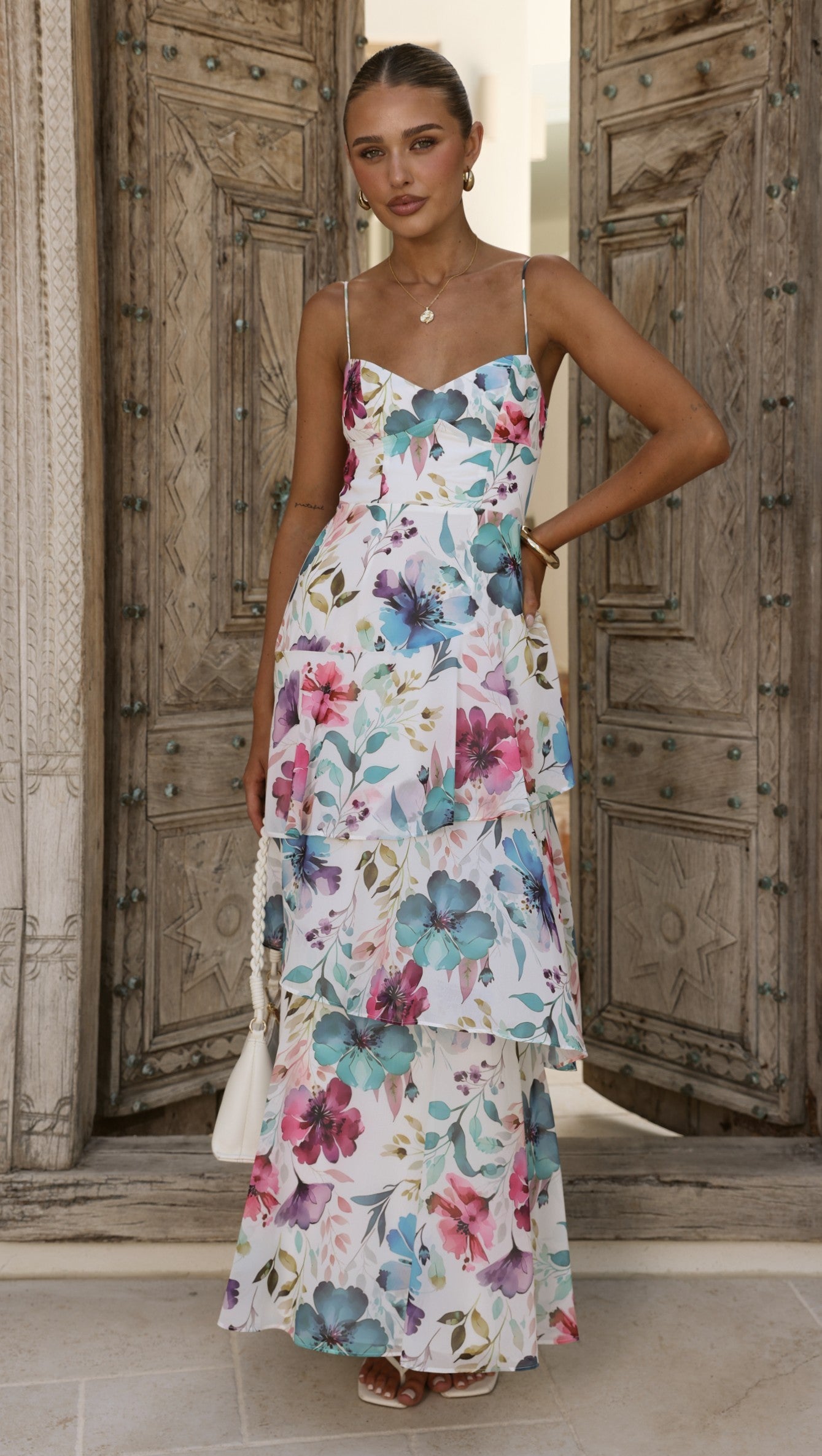 Ami Maxi Dress - Blue/Pink Floral - Billy J