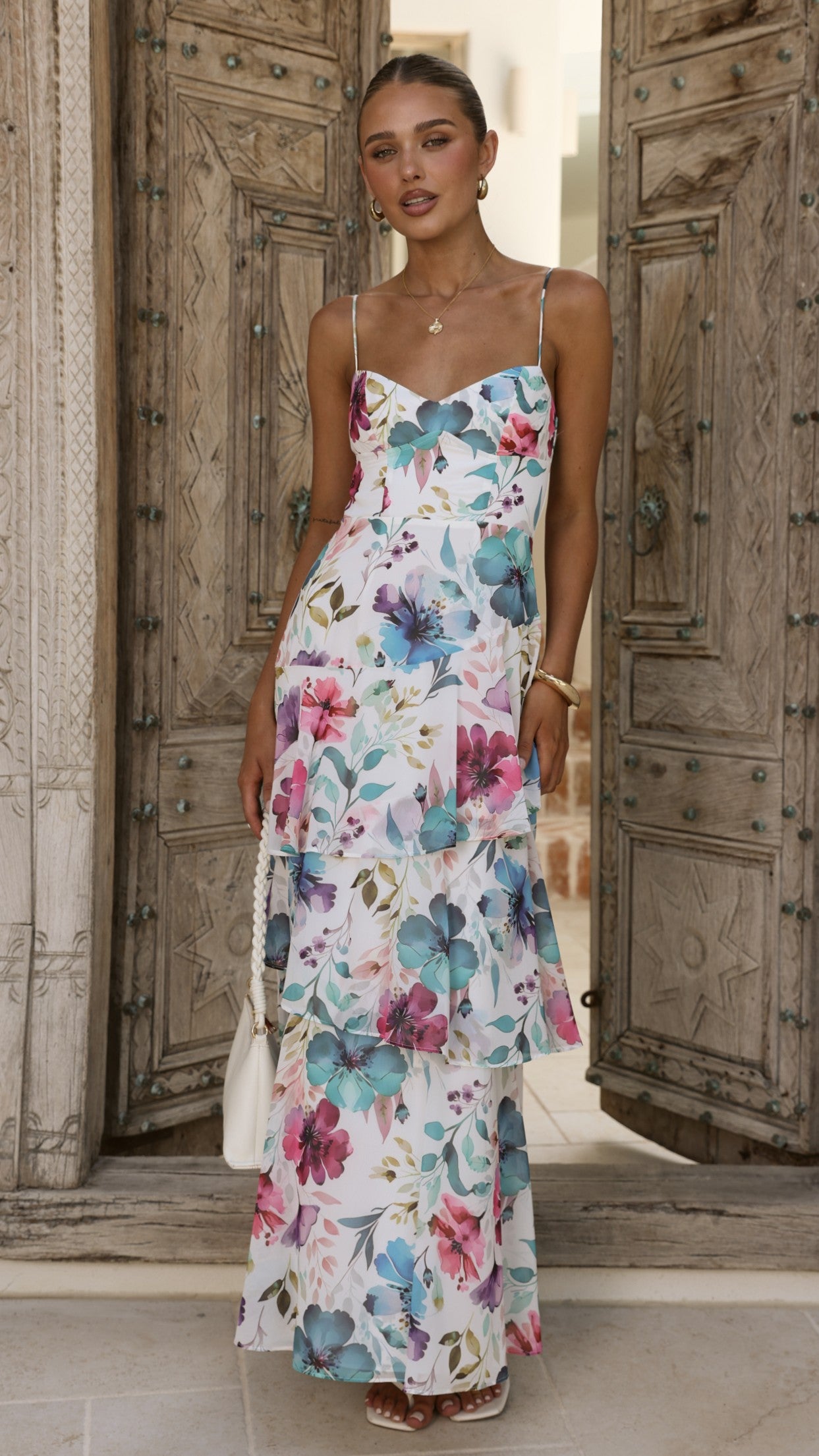 Ami Maxi Dress - Blue/Pink Floral - Billy J