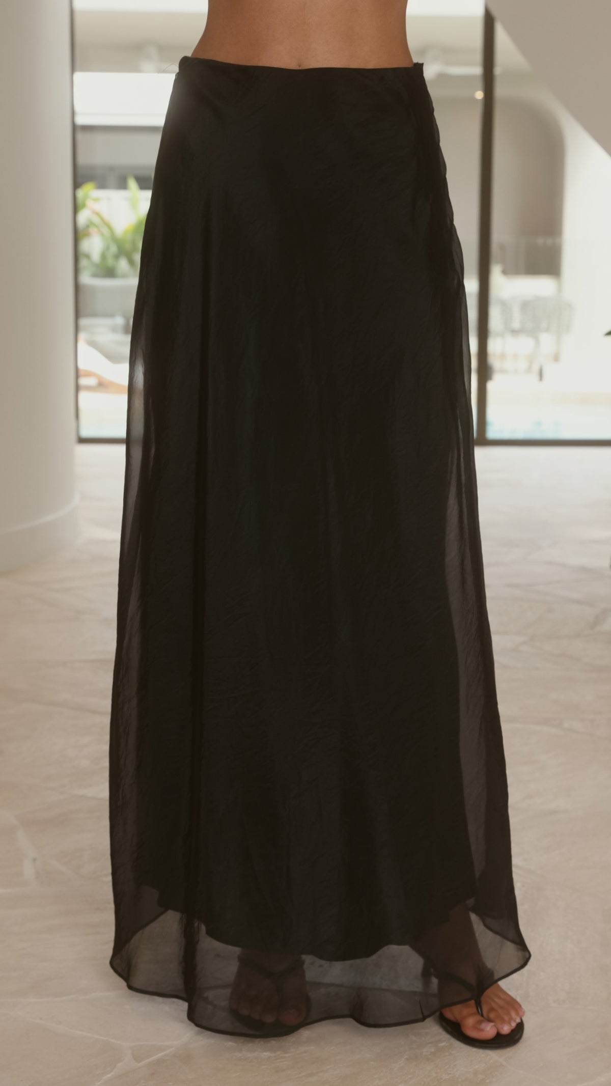 Kelly Sheer Top & Maxi Skirt Set - Black - Billy J