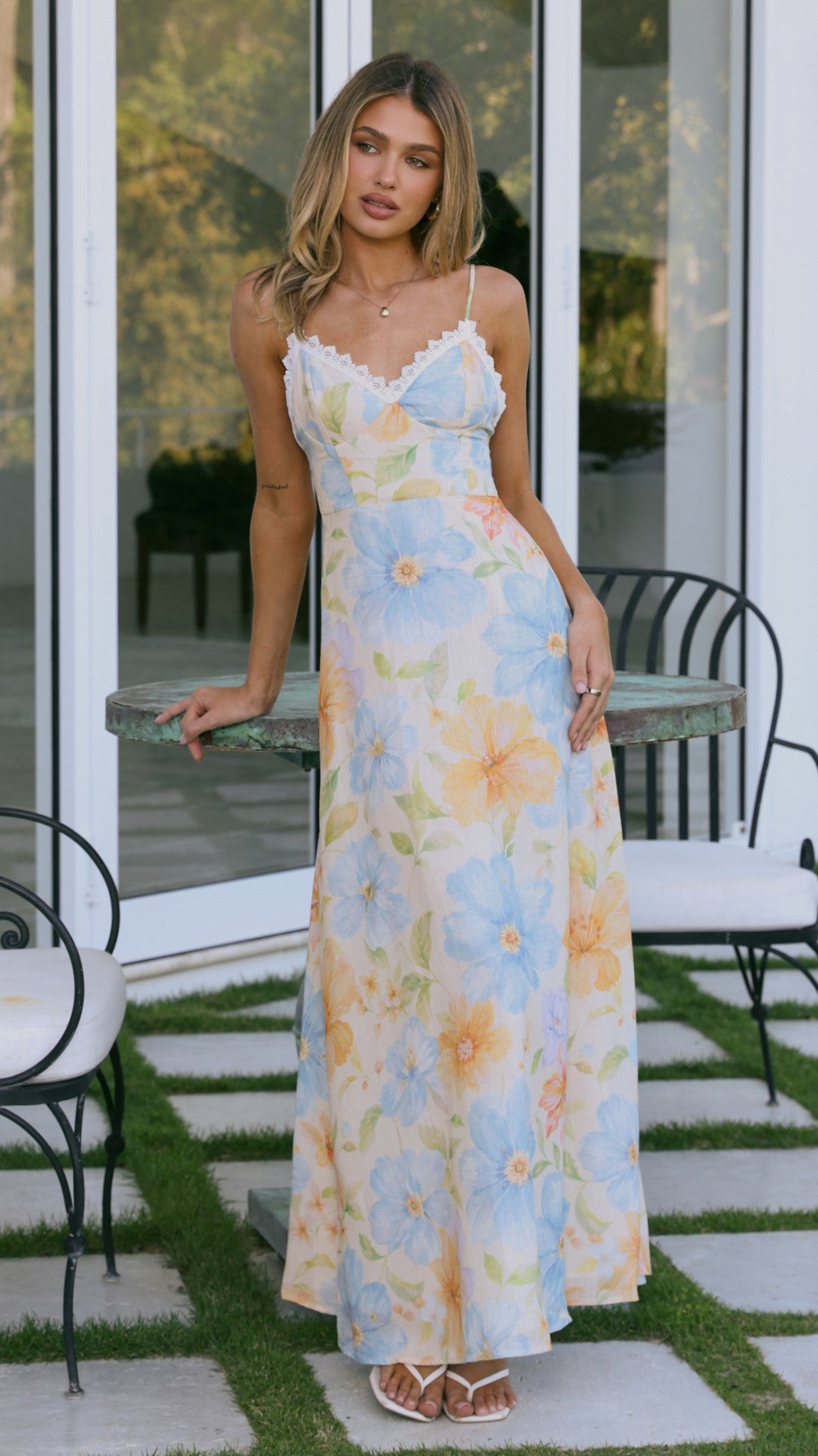 Aimee Maxi Dress - Blue/Yellow Floral