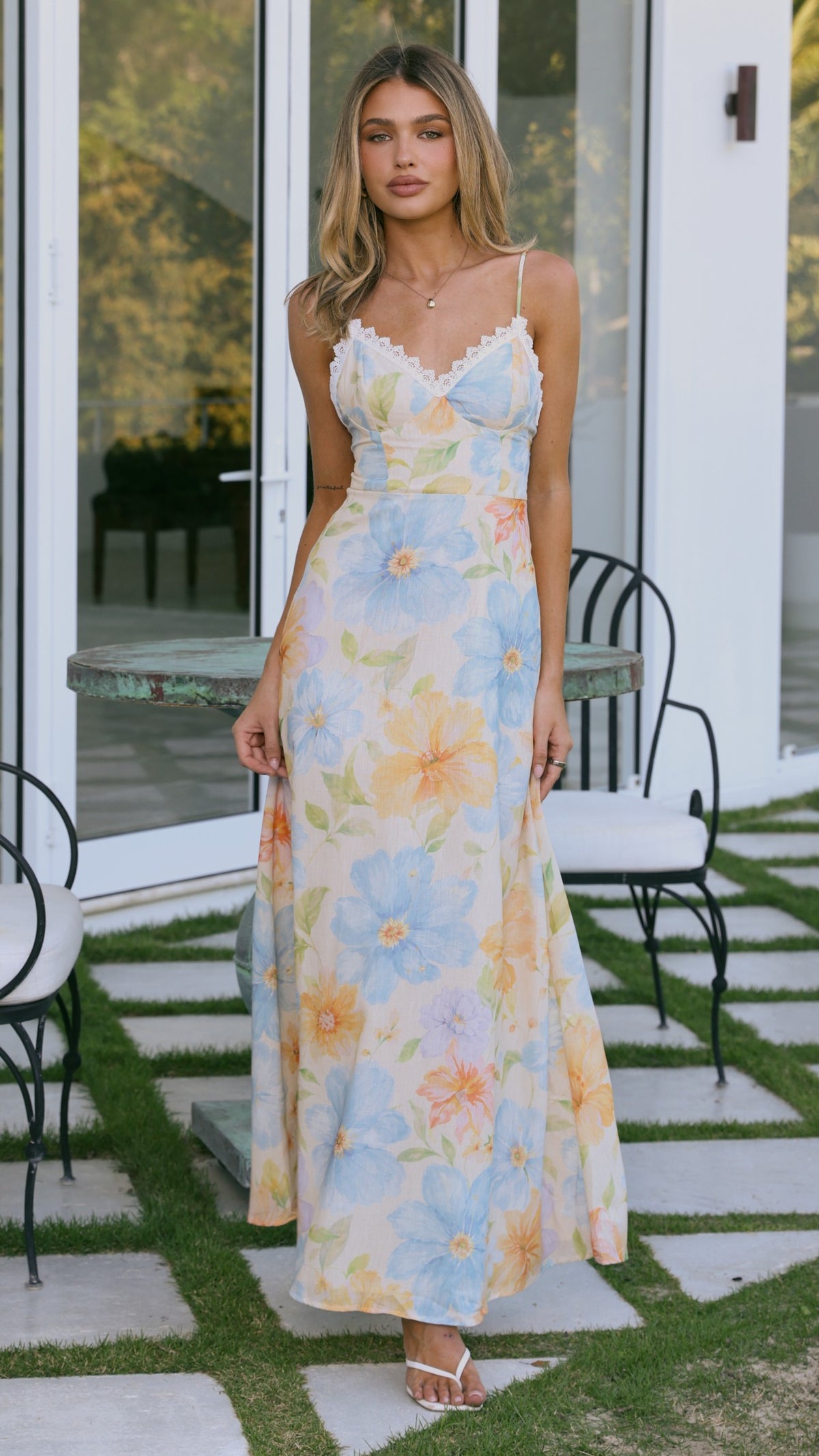 Aimee Maxi Dress - Blue/Yellow Floral