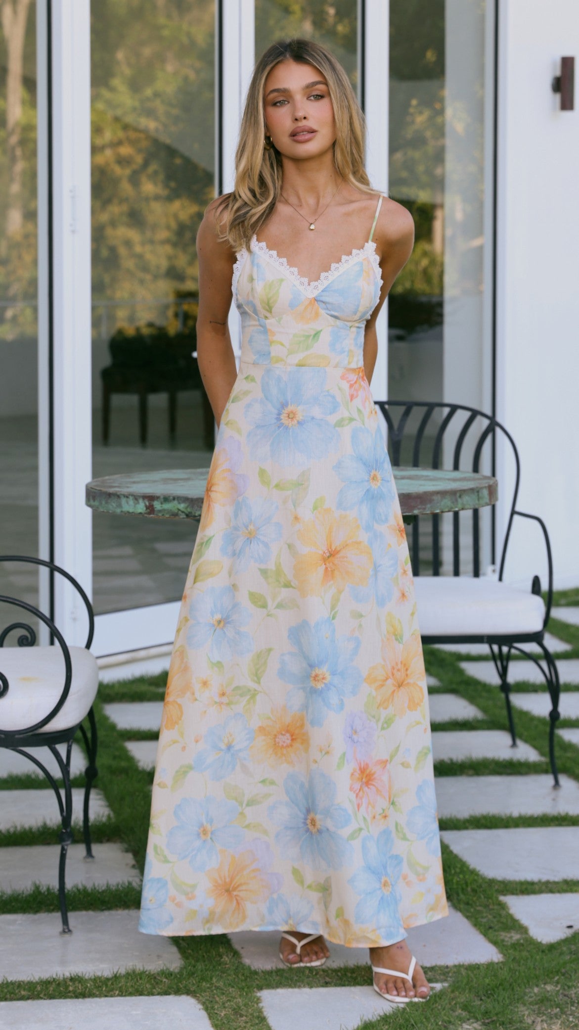 Aimee Maxi Dress - Blue/Yellow Floral
