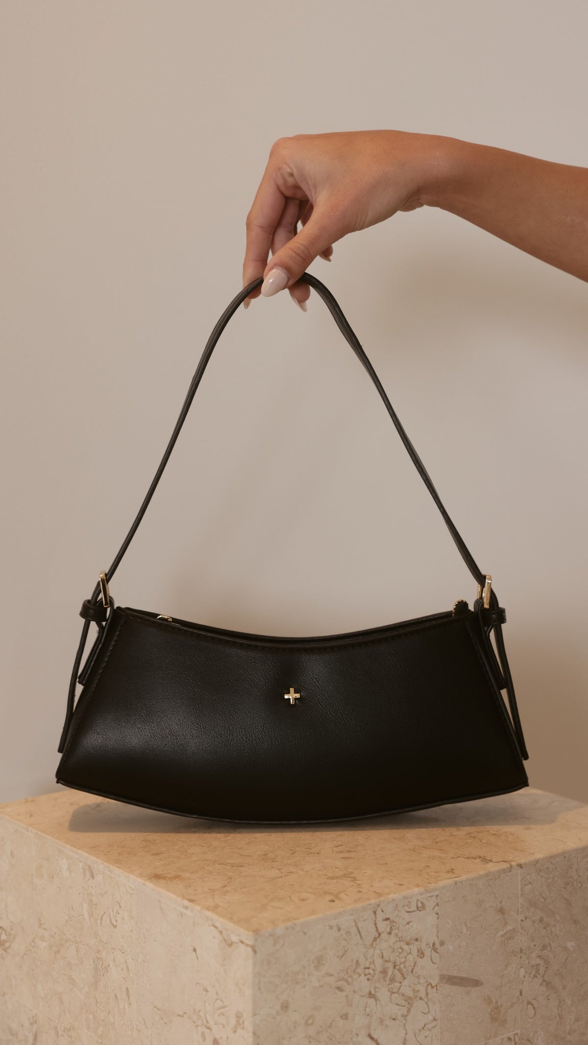 Bessi Shoulder Bag - Black PU/Gold - Billy J