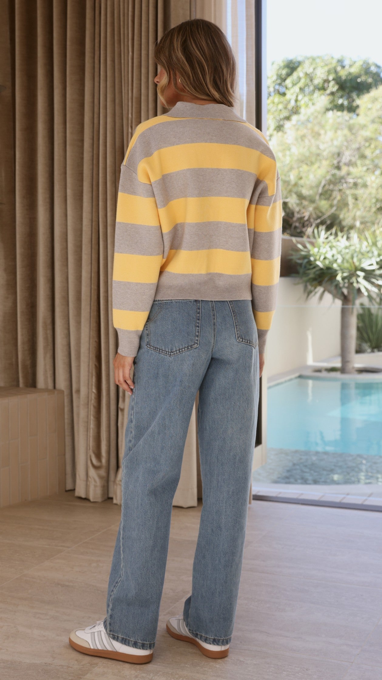 Kodi Sweater - Yellow/Grey Stripe - Billy J