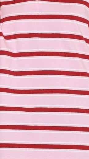 Jayana Collared Jersey Top - Red/Pink Stripe - Billy J