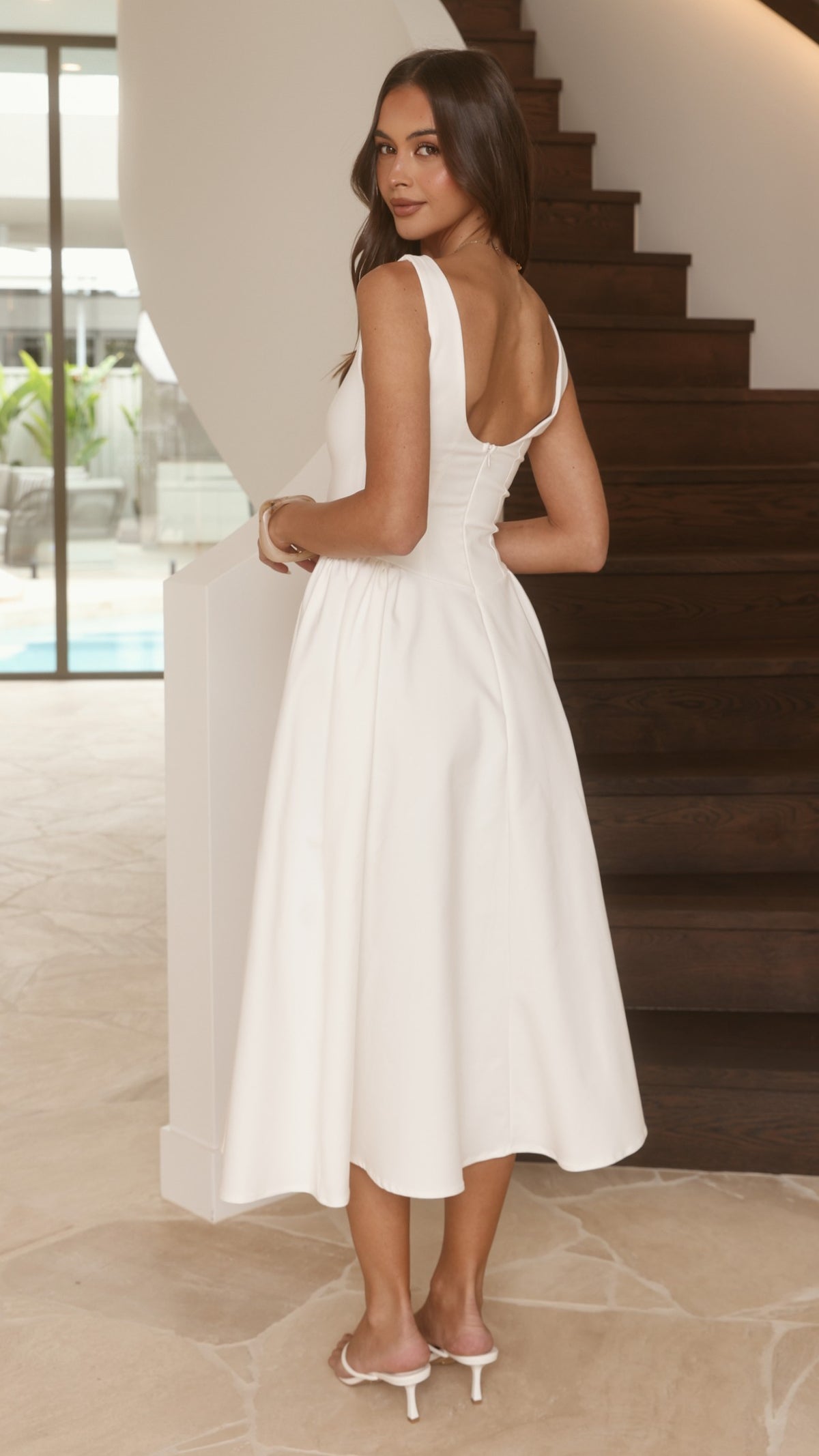 Khloe Midi Dress - White - Billy J
