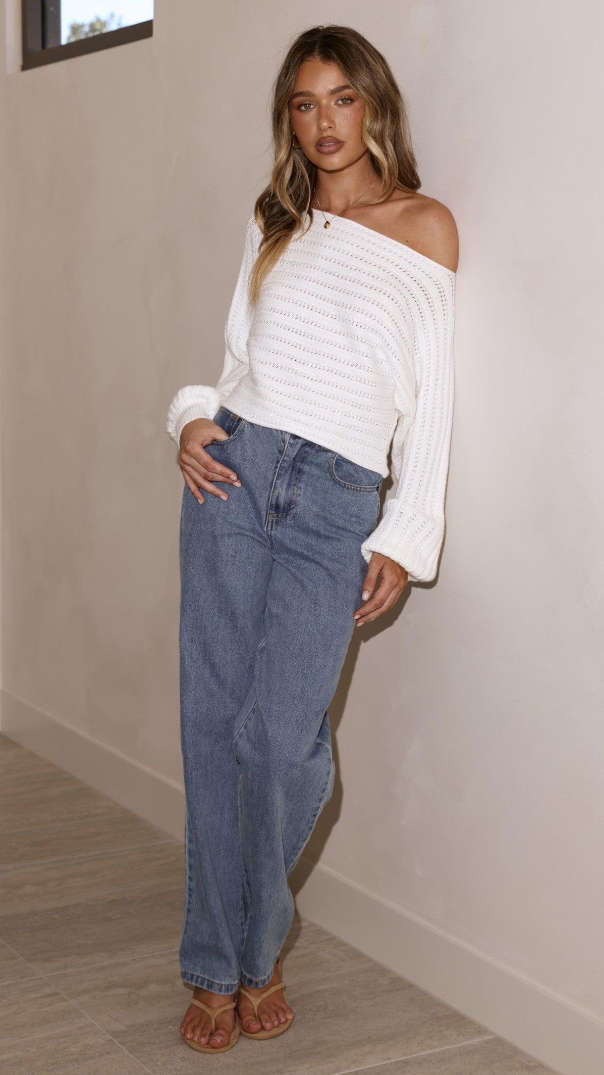 Margo Knit Top - White - Billy J