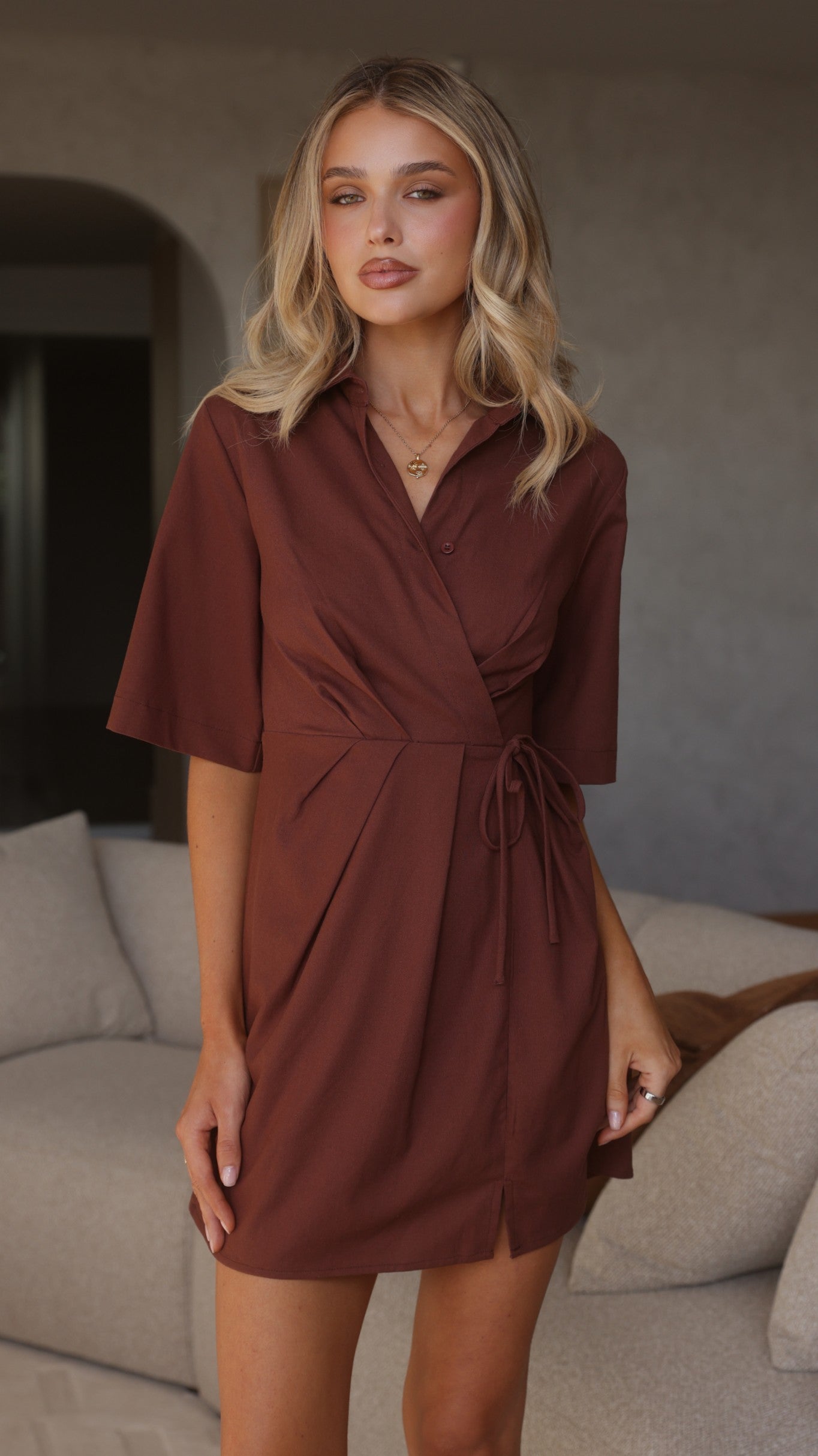 Tish Mini Dress - Chocolate - Billy J