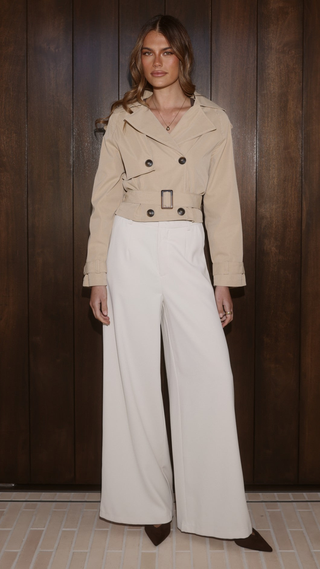 Deena Cropped Coat - Beige - Billy J