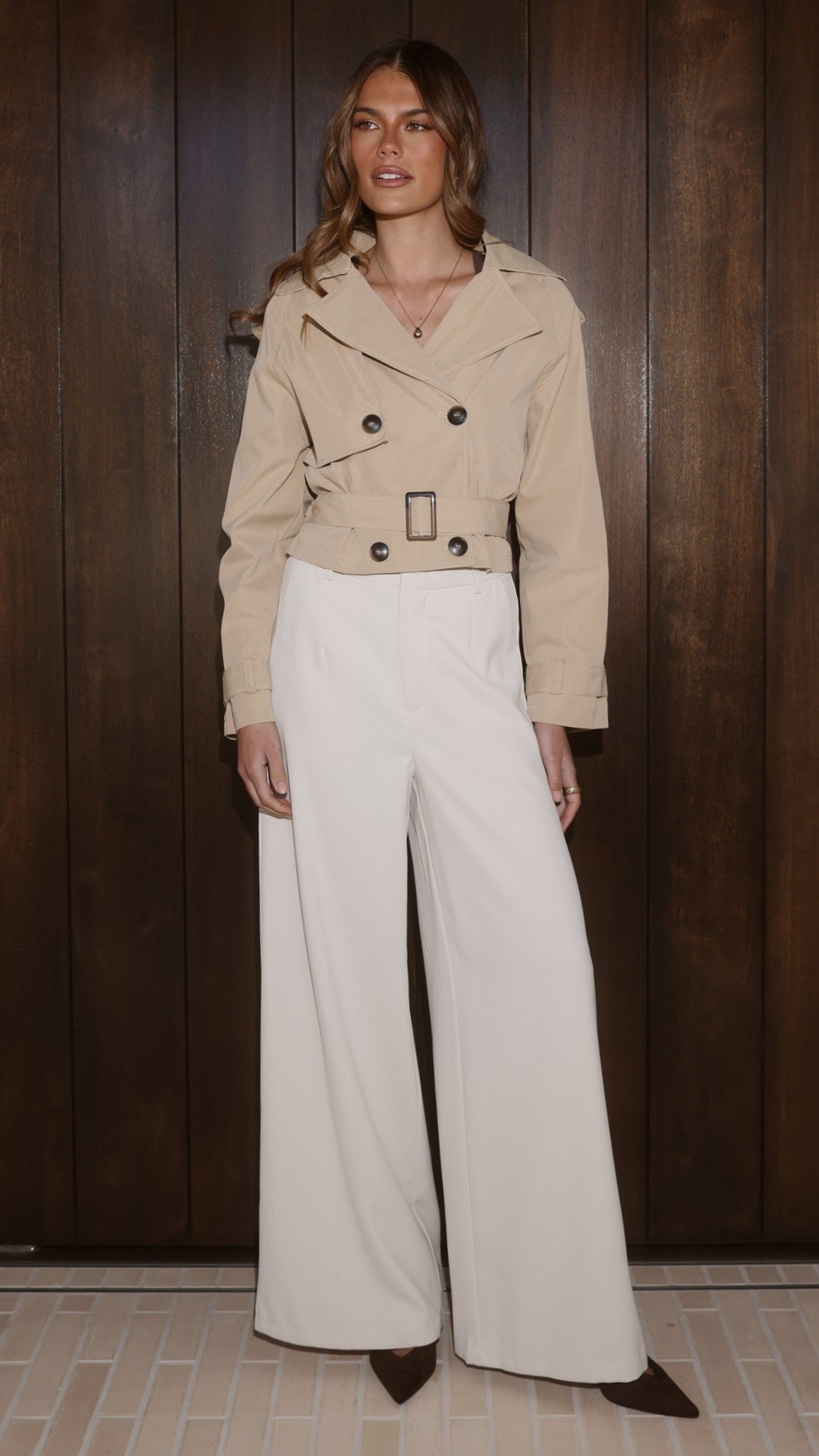 Deena Cropped Coat - Beige - Billy J