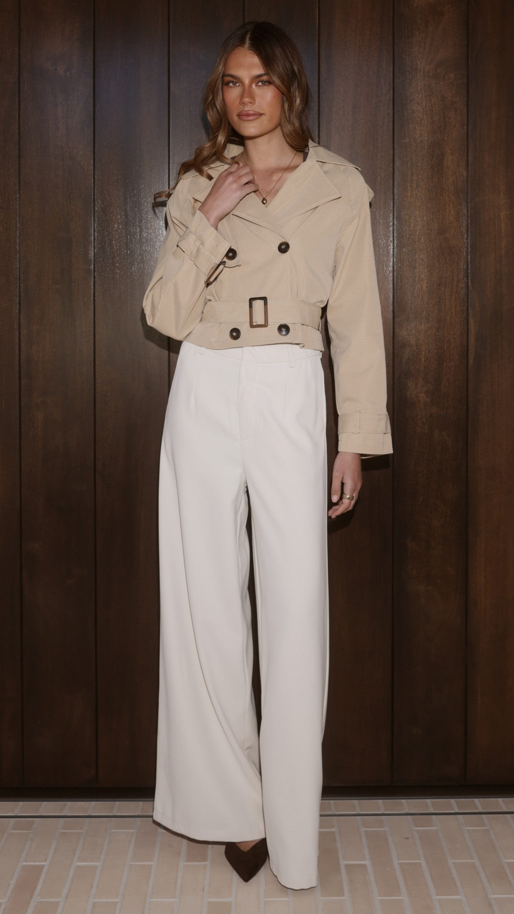 Deena Cropped Coat - Beige - Billy J