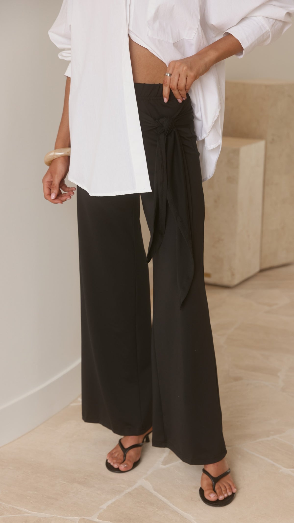 Sarki Wrap Waist Pants - Black - Billy J