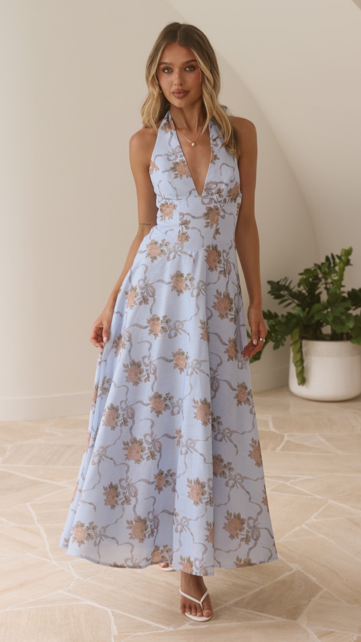 Skye Maxi Dress - Vintage Blue Floral - Billy J