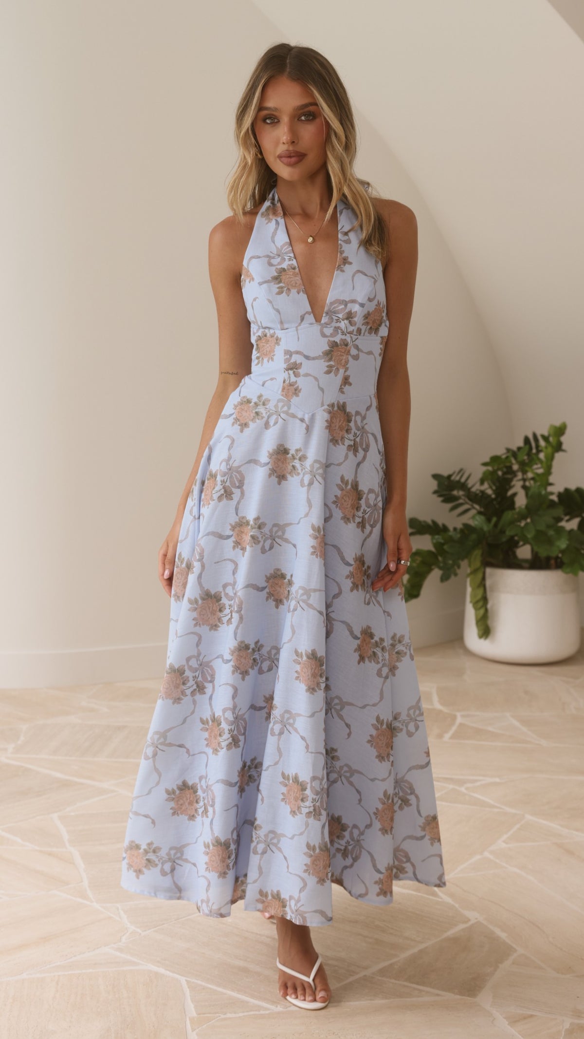 Skye Maxi Dress - Vintage Blue Floral - Billy J