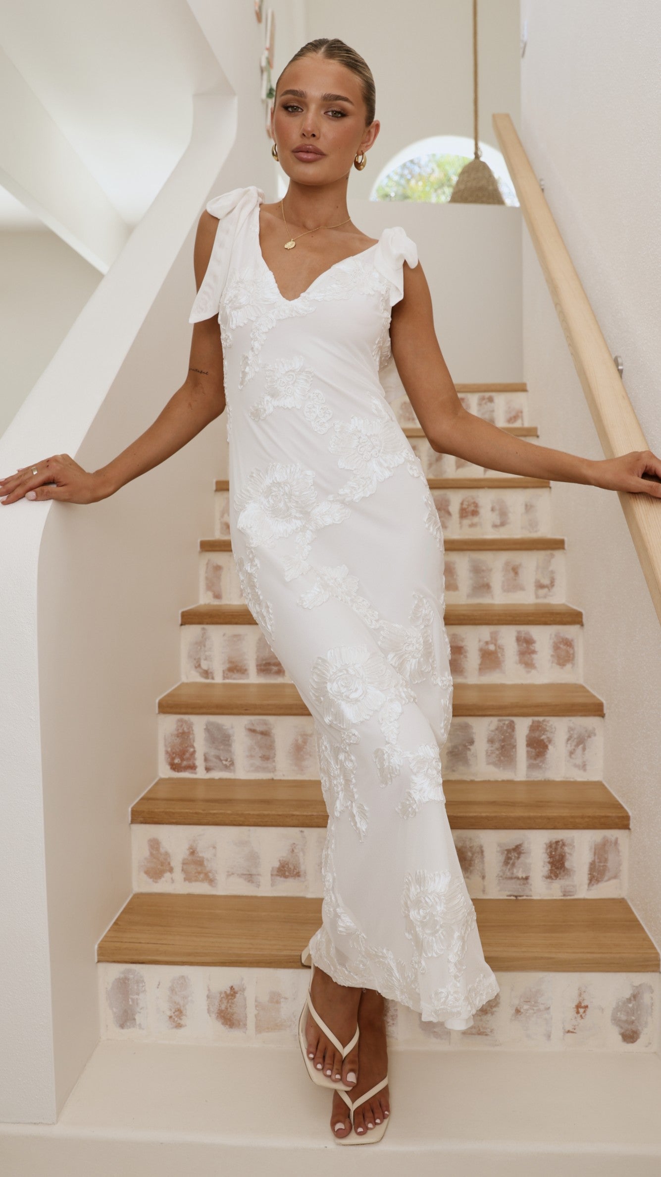 Usha Tie Strap Maxi Dress - White - Billy J