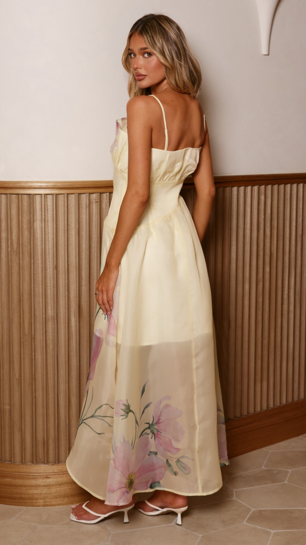 Eboni Strapless Maxi Dress - Yellow Floral - Billy J