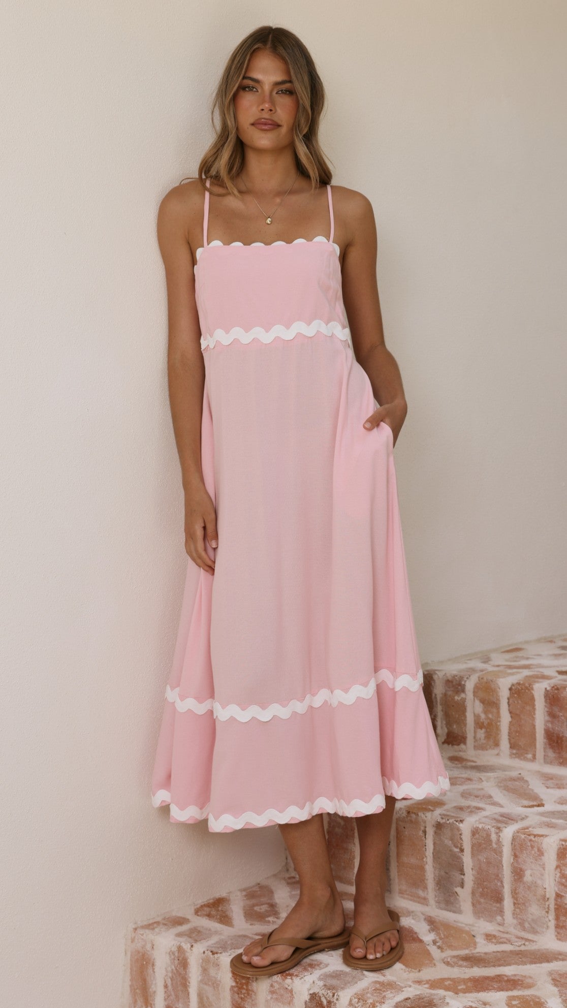 Seraphina Maxi Dress - Pink/White - Billy J