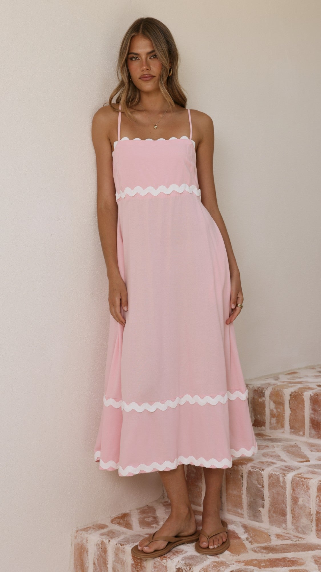 Seraphina Maxi Dress - Pink/White - Billy J