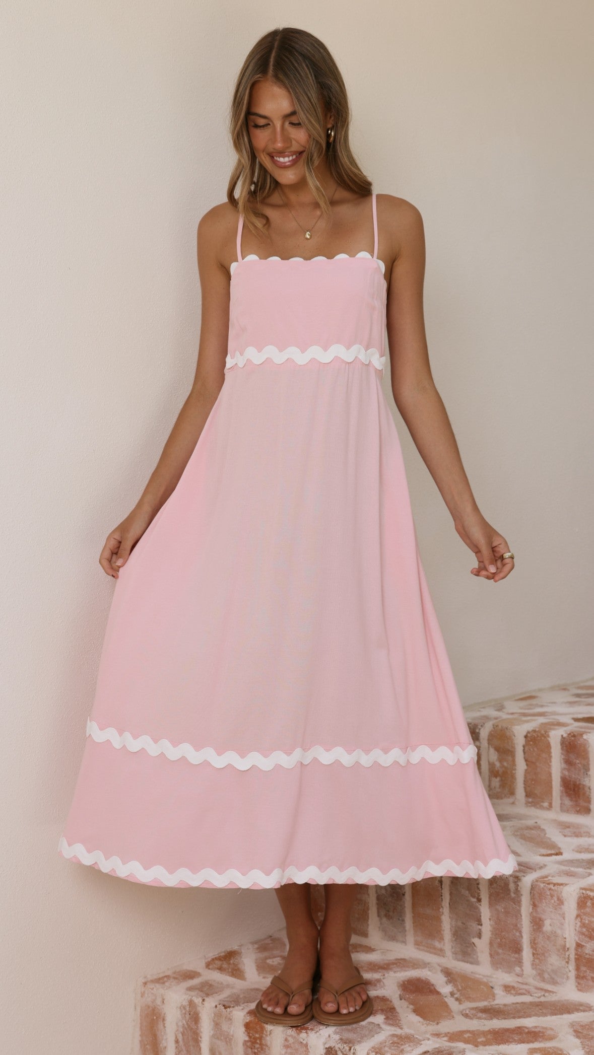 Seraphina Maxi Dress - Pink/White - Billy J