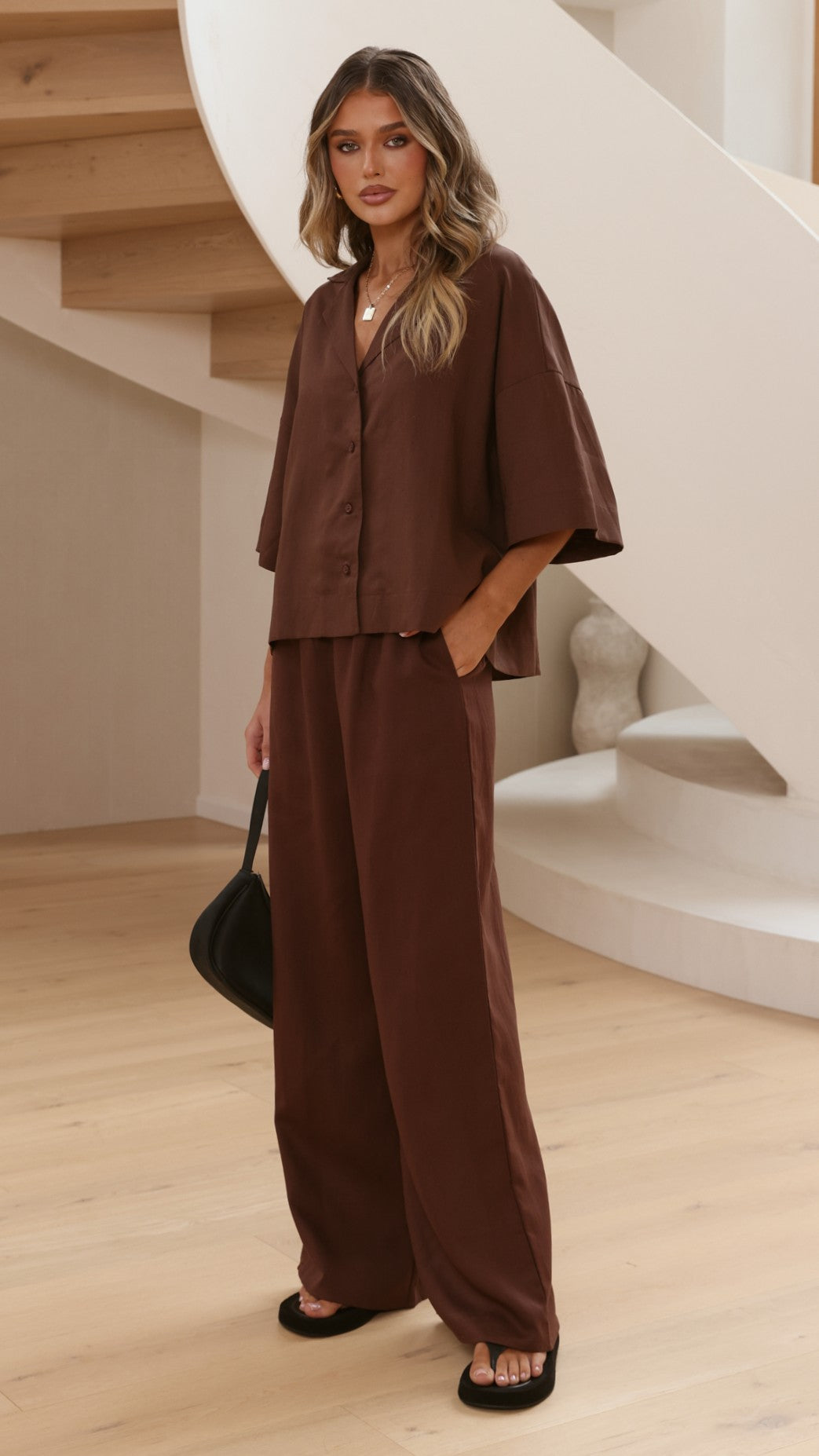 Luna Button Up Shirt - Chocolate - Billy J