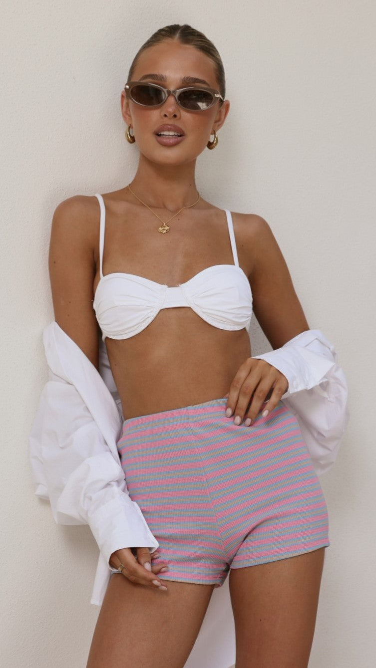 Malibu Mini Shorts - Pink/Blue Stripe - Billy J