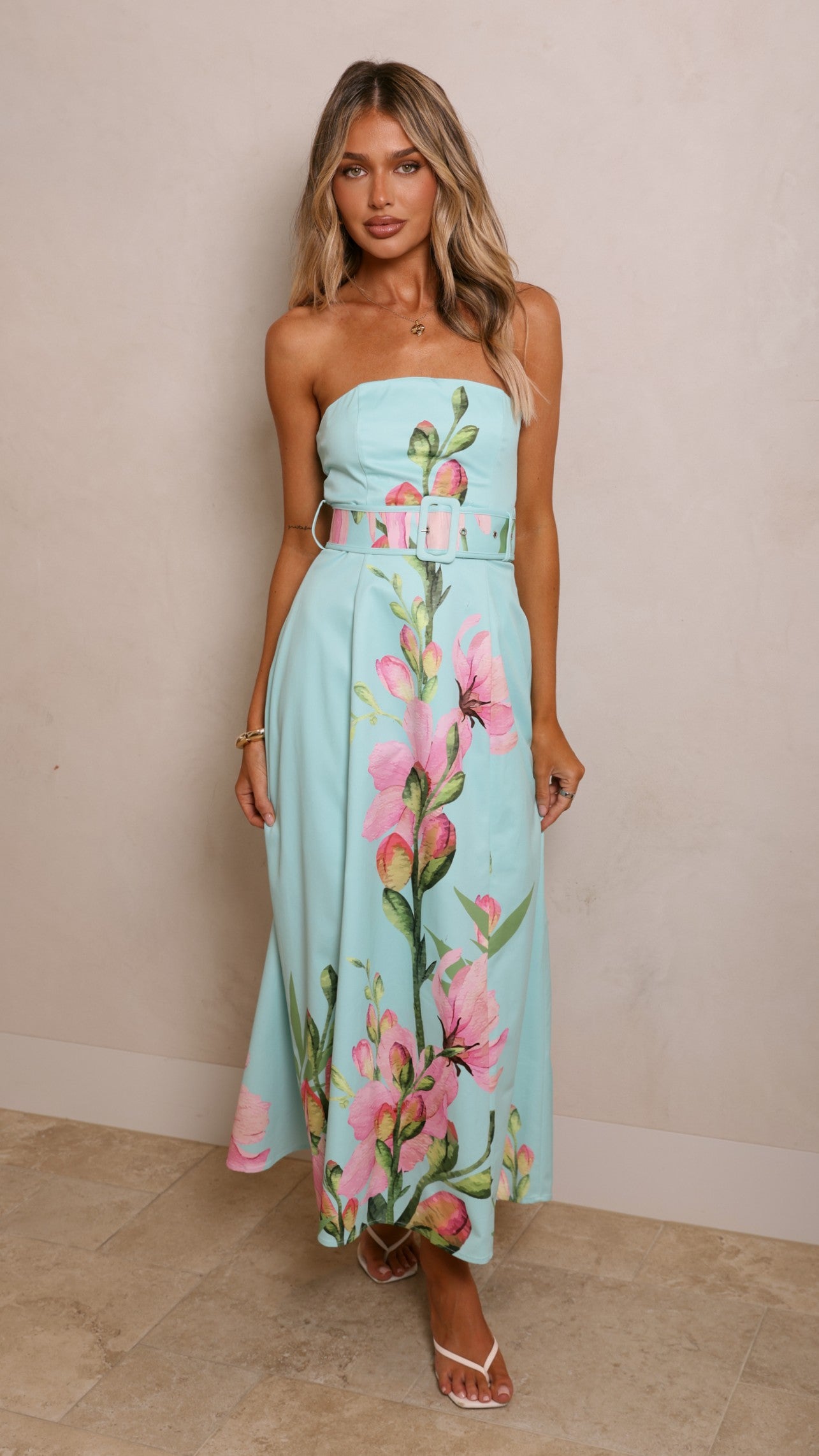 Clove Midi Dress - Blue/Pink Floral - Billy J