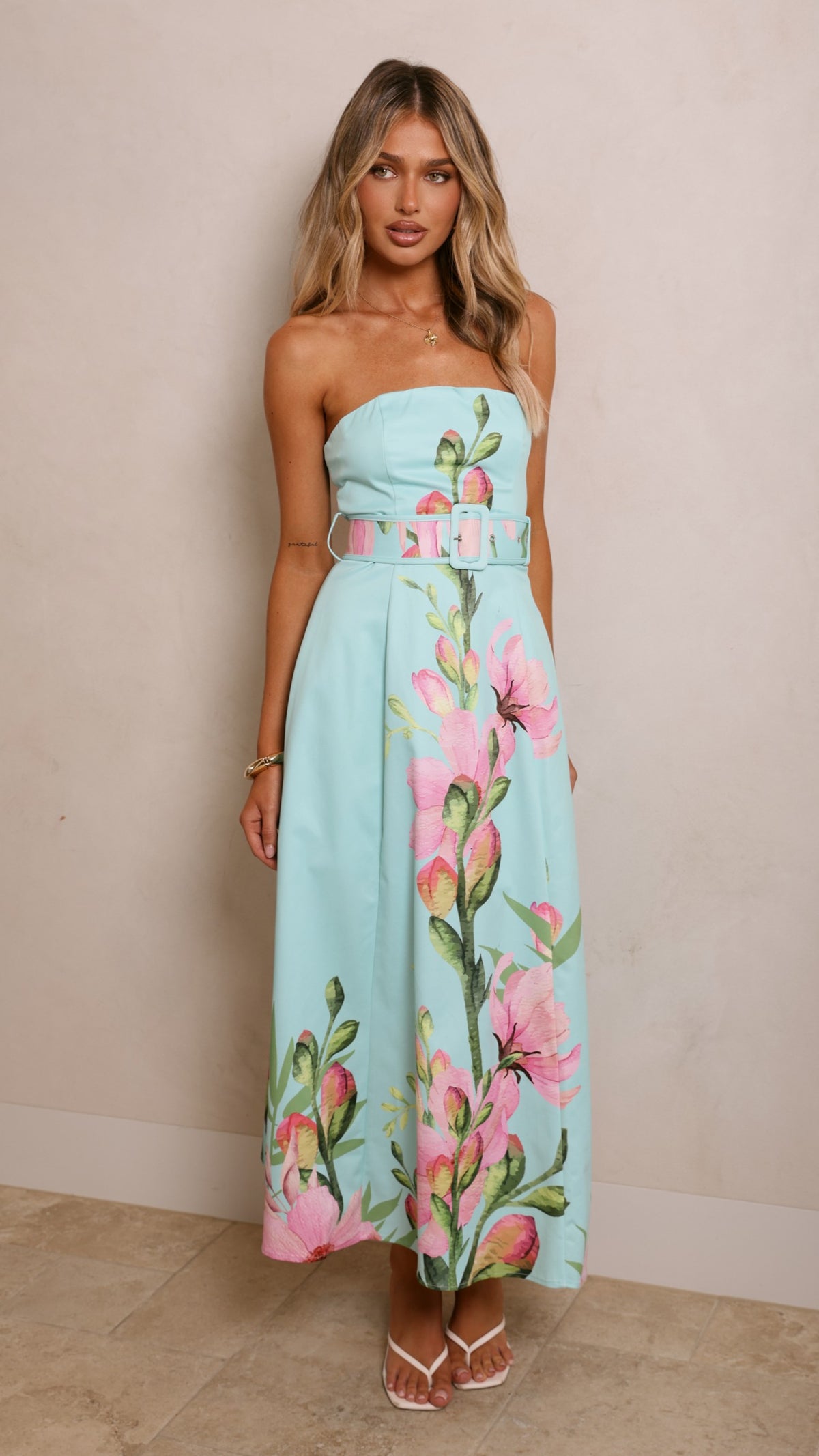Clove Midi Dress - Blue/Pink Floral - Billy J