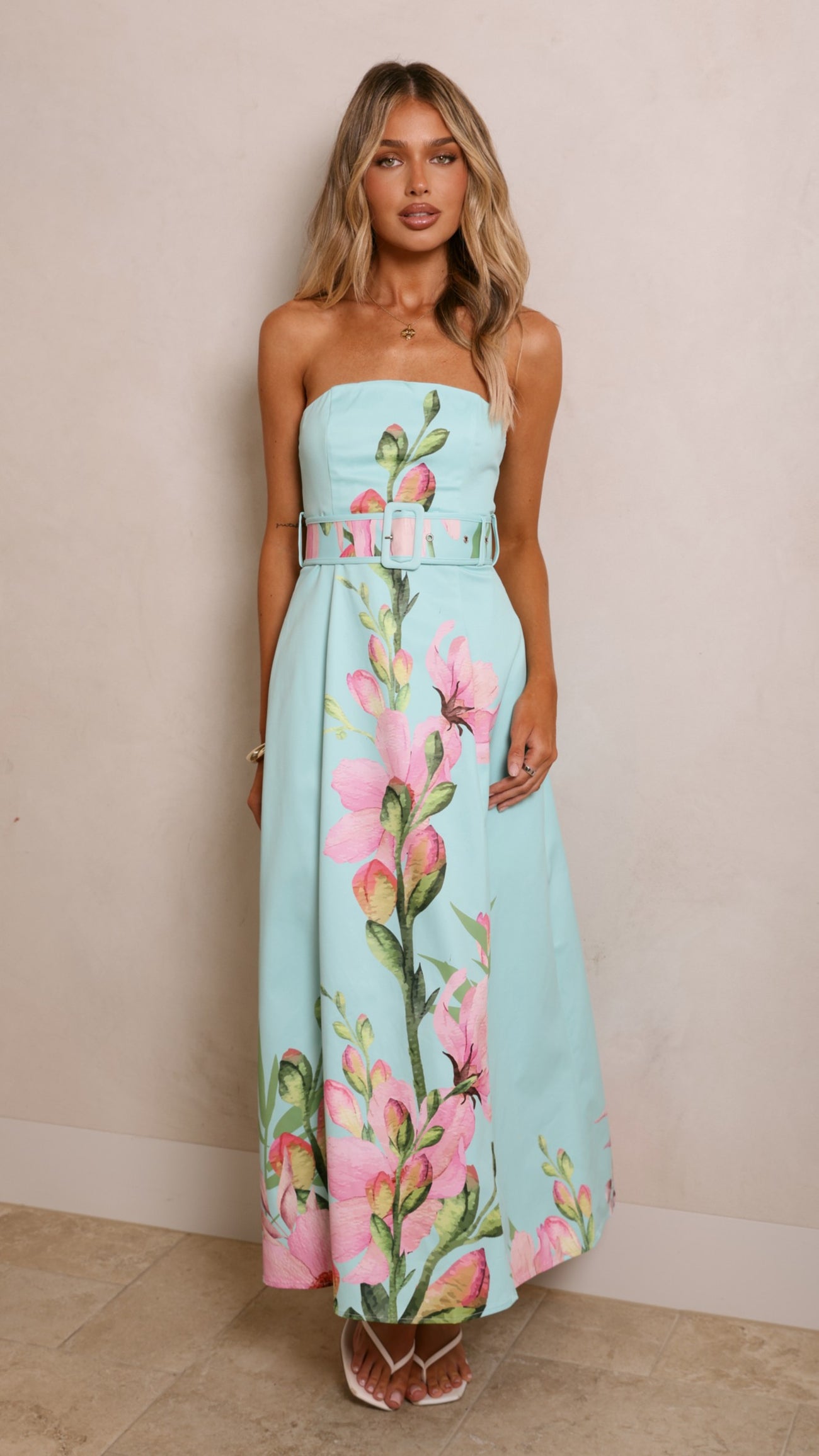 Clove Midi Dress - Blue/Pink Floral - Billy J