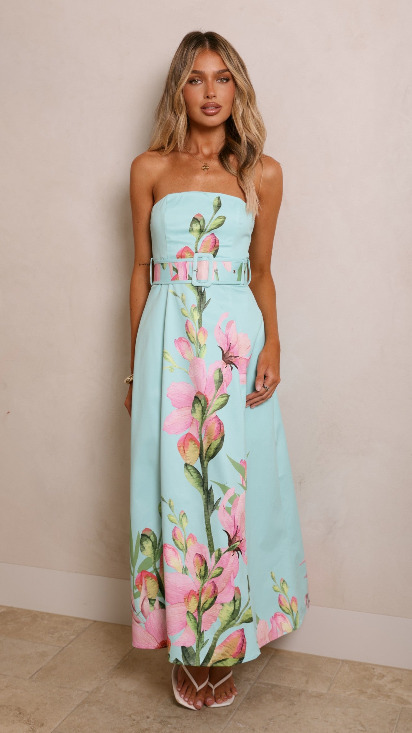Clove Midi Dress - Blue/Pink Floral - Billy J