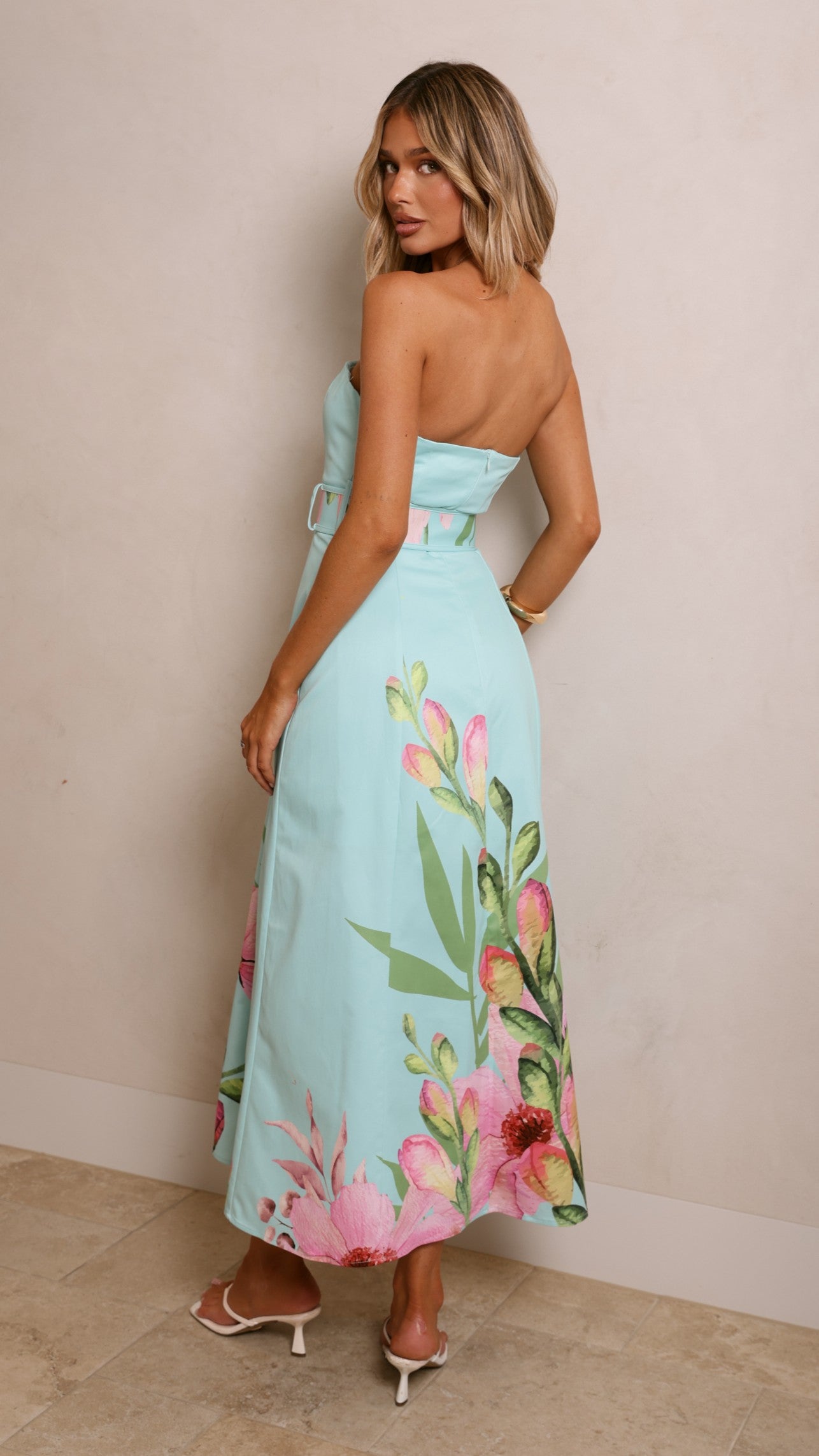 Clove Midi Dress - Blue/Pink Floral - Billy J