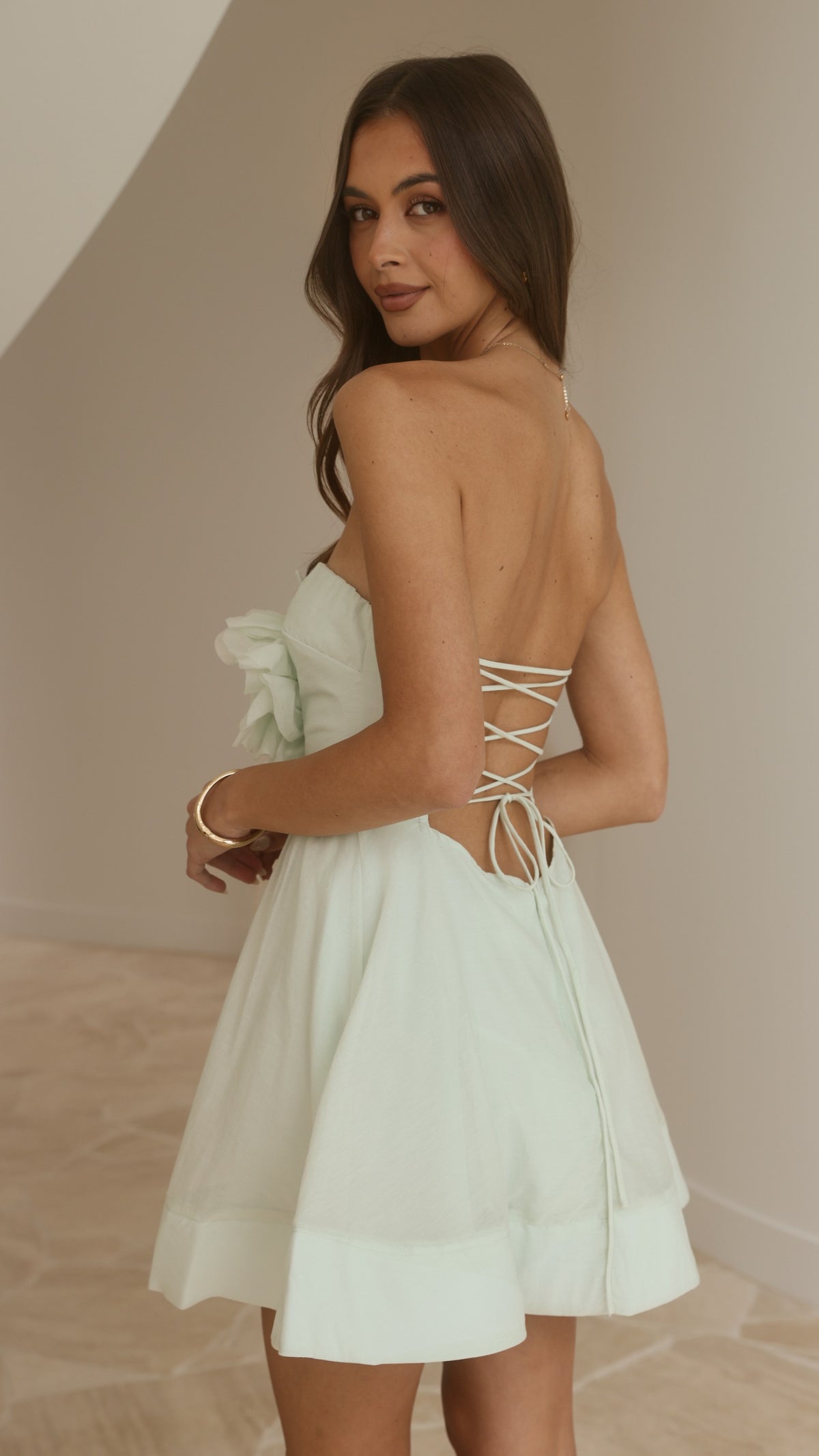 Elisa Strapless Mini Dress - Mint - Billy J