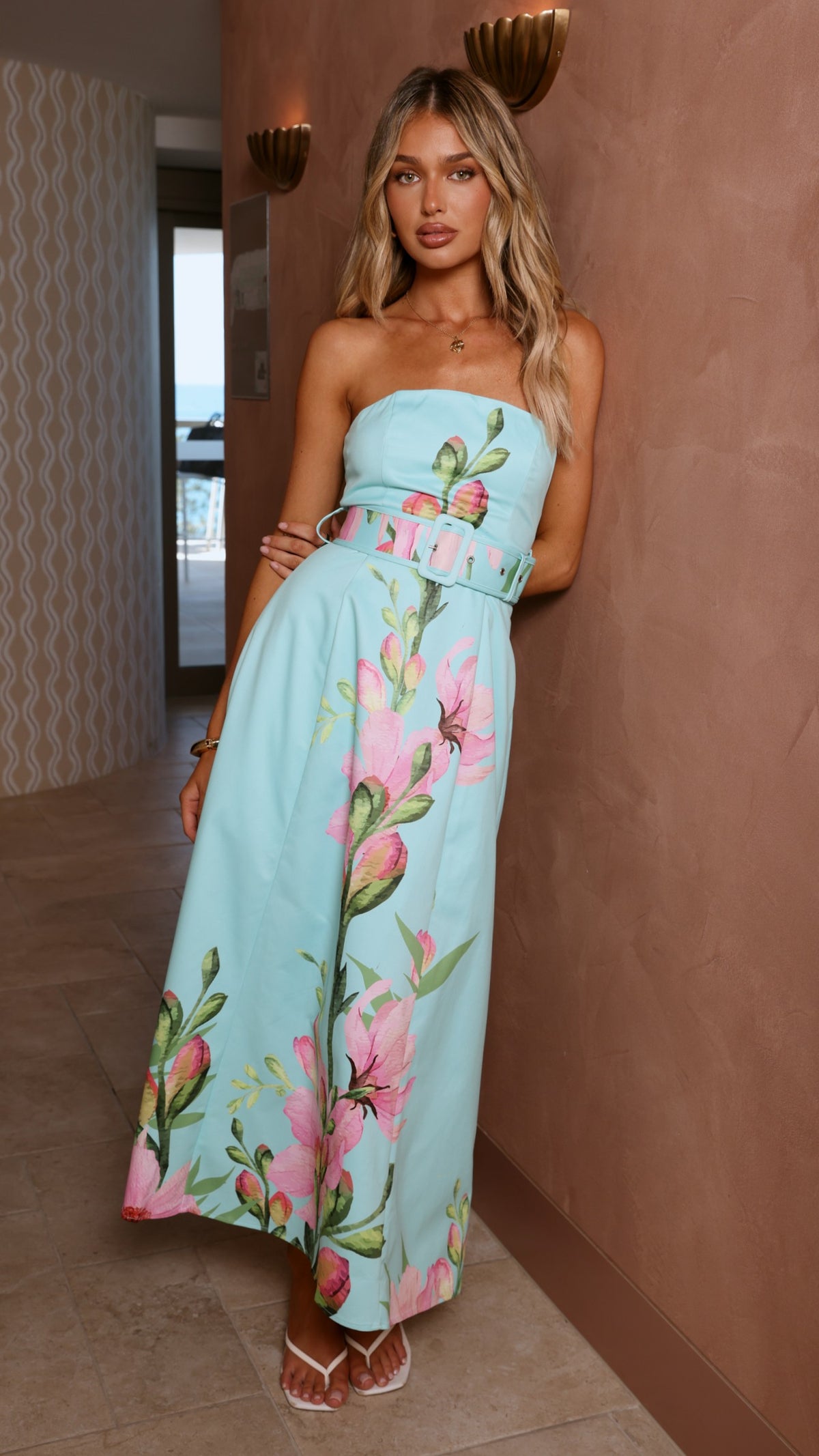 Clove Midi Dress - Blue/Pink Floral - Billy J