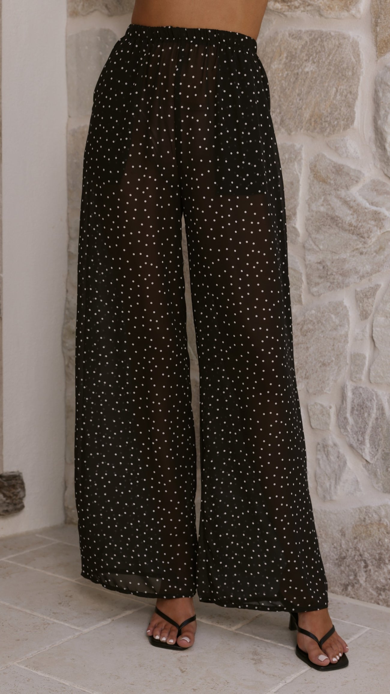 Rubi Top and Pants Semi Sheer Set - Black Polka - Billy J