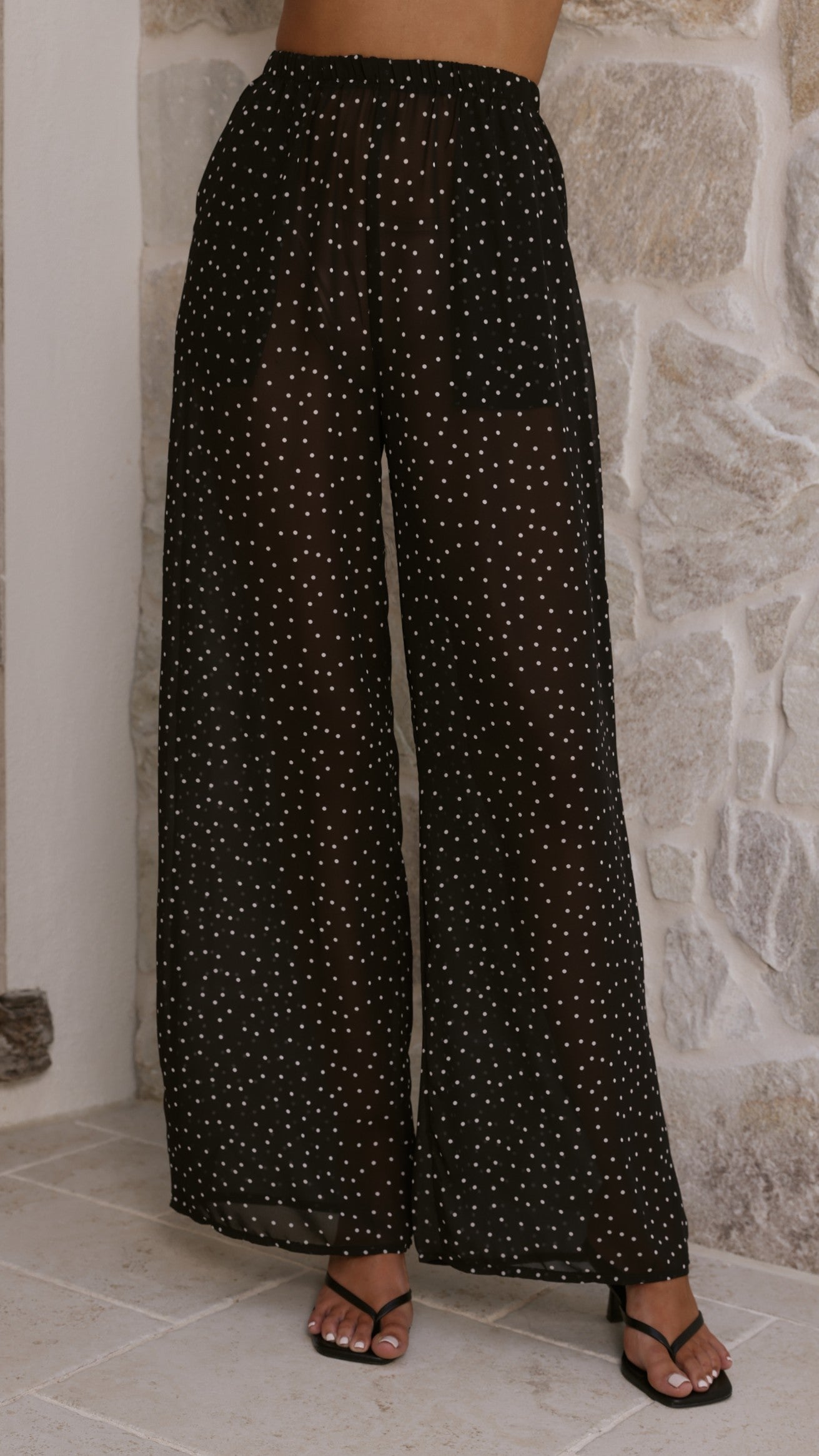 Rubi Top and Pants Semi Sheer Set - Black Polka - Billy J