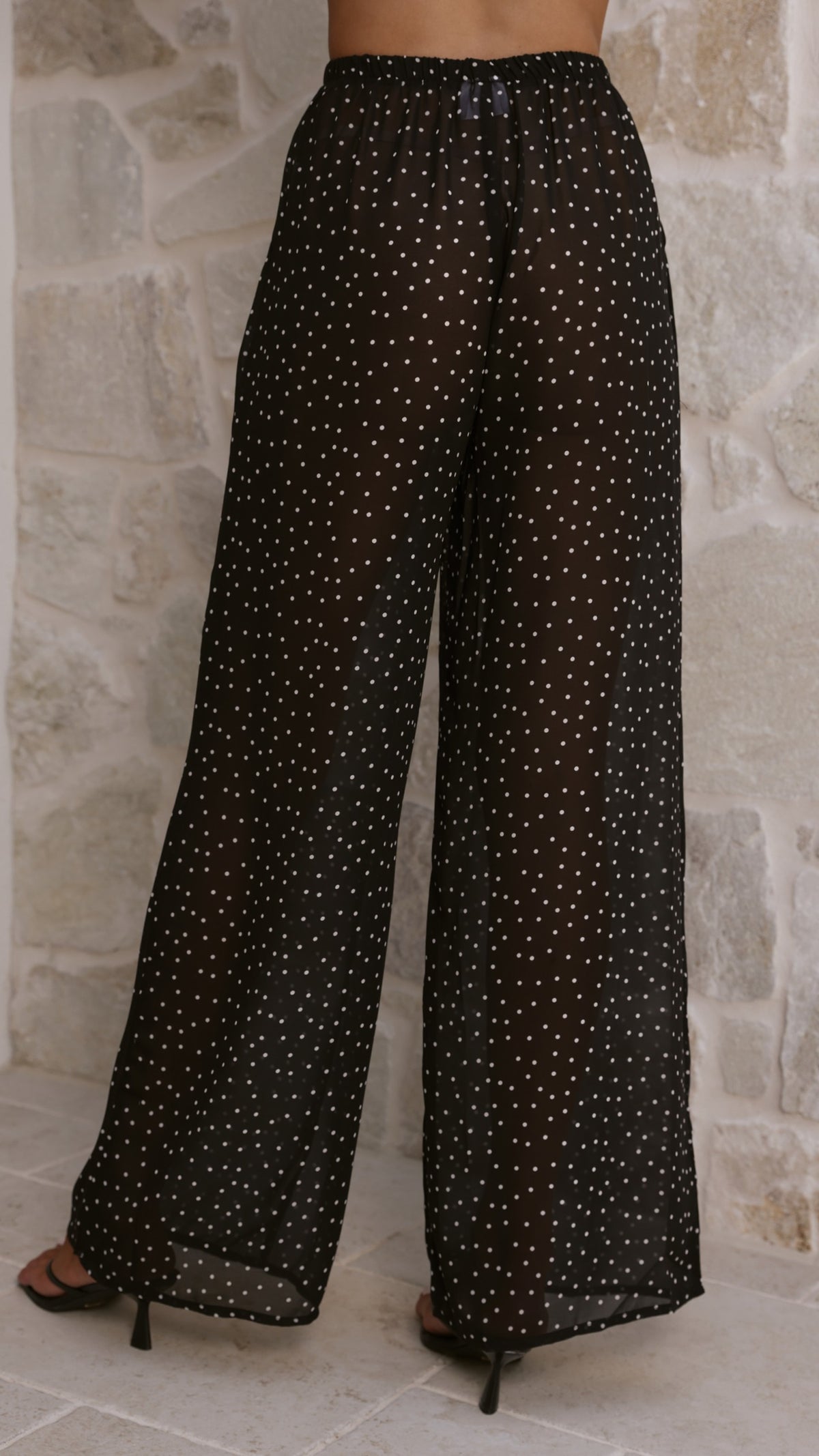Rubi Top and Pants Semi Sheer Set - Black Polka - Billy J