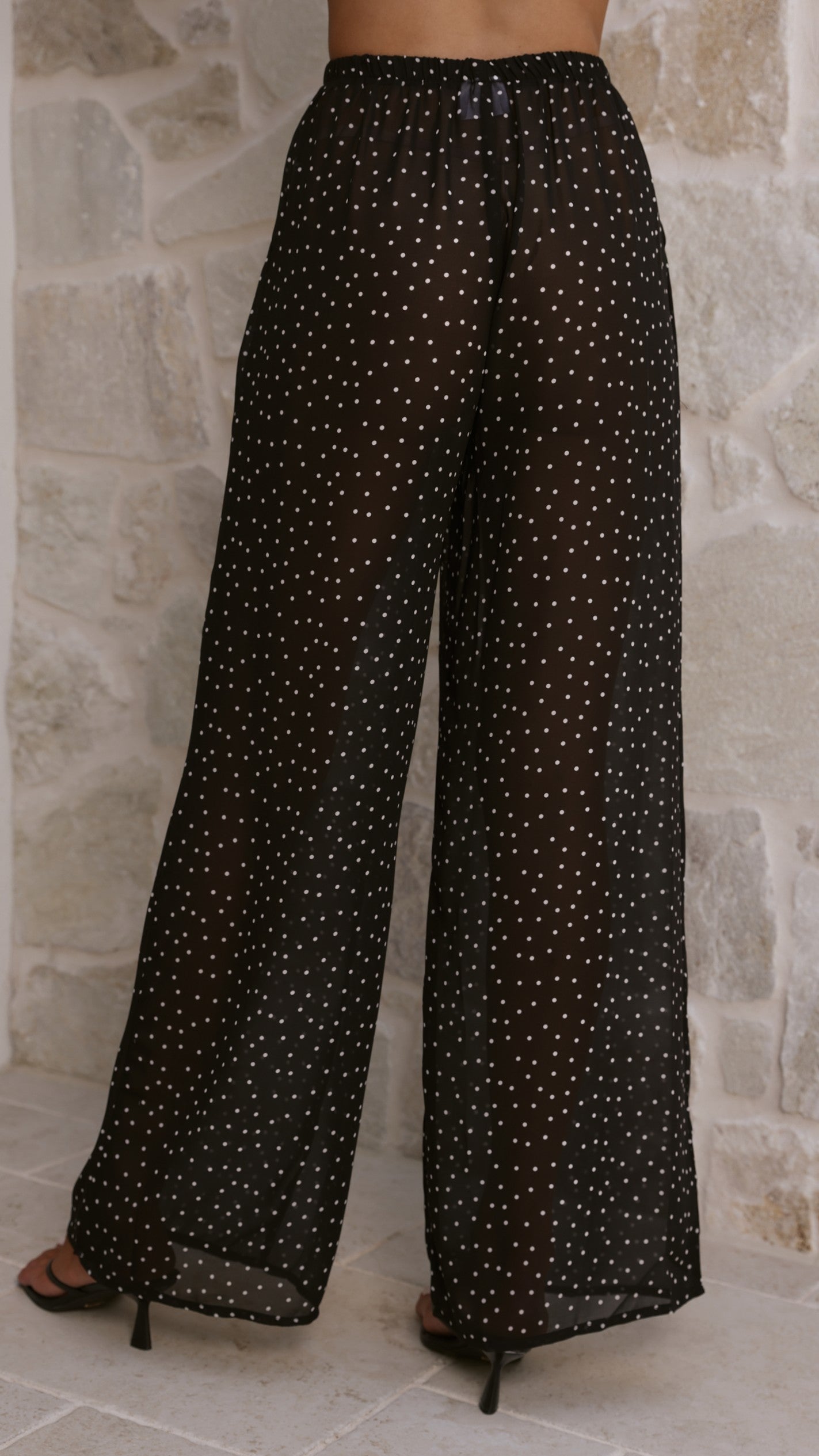 Rubi Top and Pants Semi Sheer Set - Black Polka - Billy J