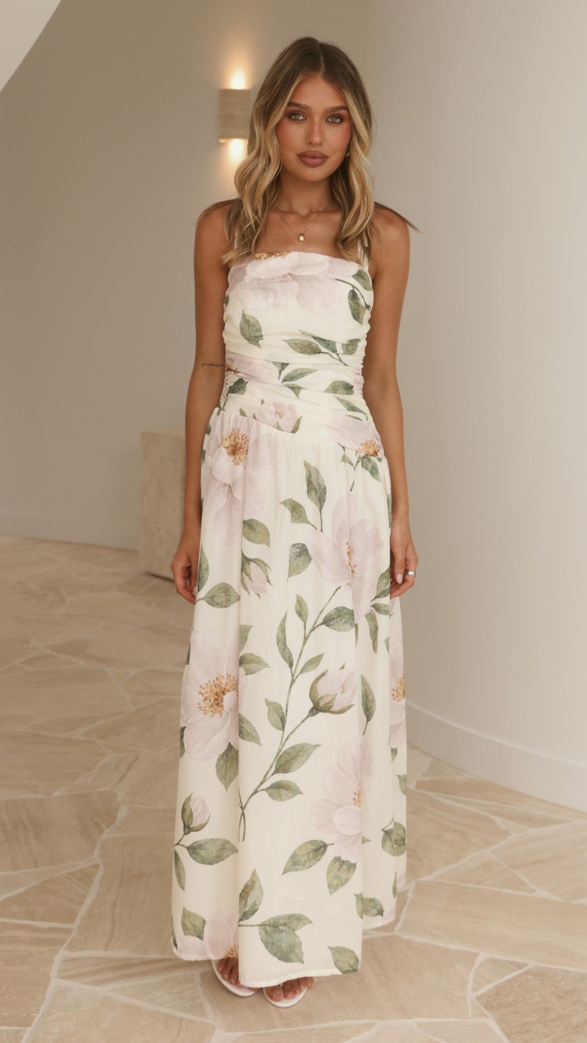 Zarly Maxi Dress - Cream Floral - Billy J